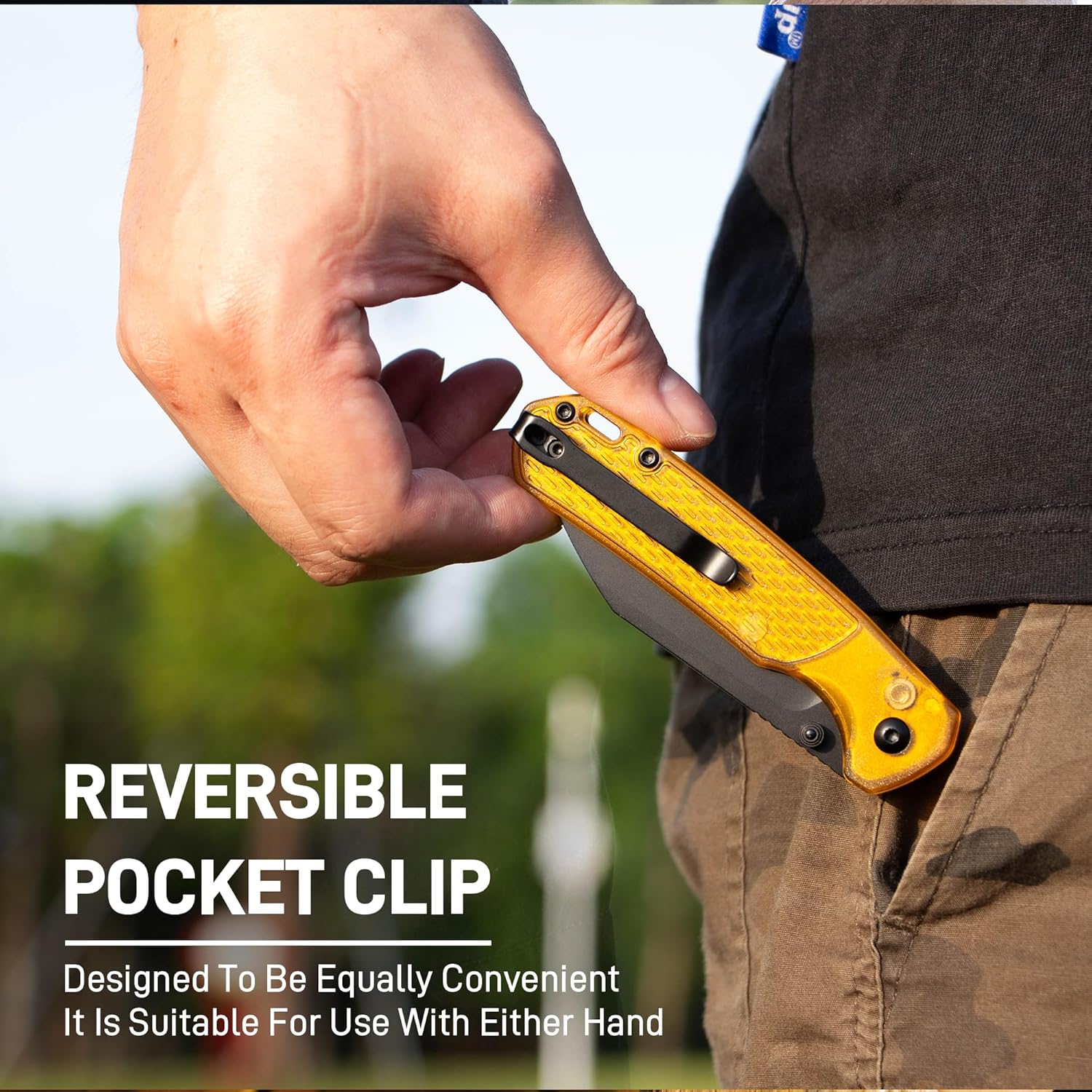 CJRB Pyrite-Light J1945 AR-RPM9 Steel Blade Amber FRN Handle Folding Knives