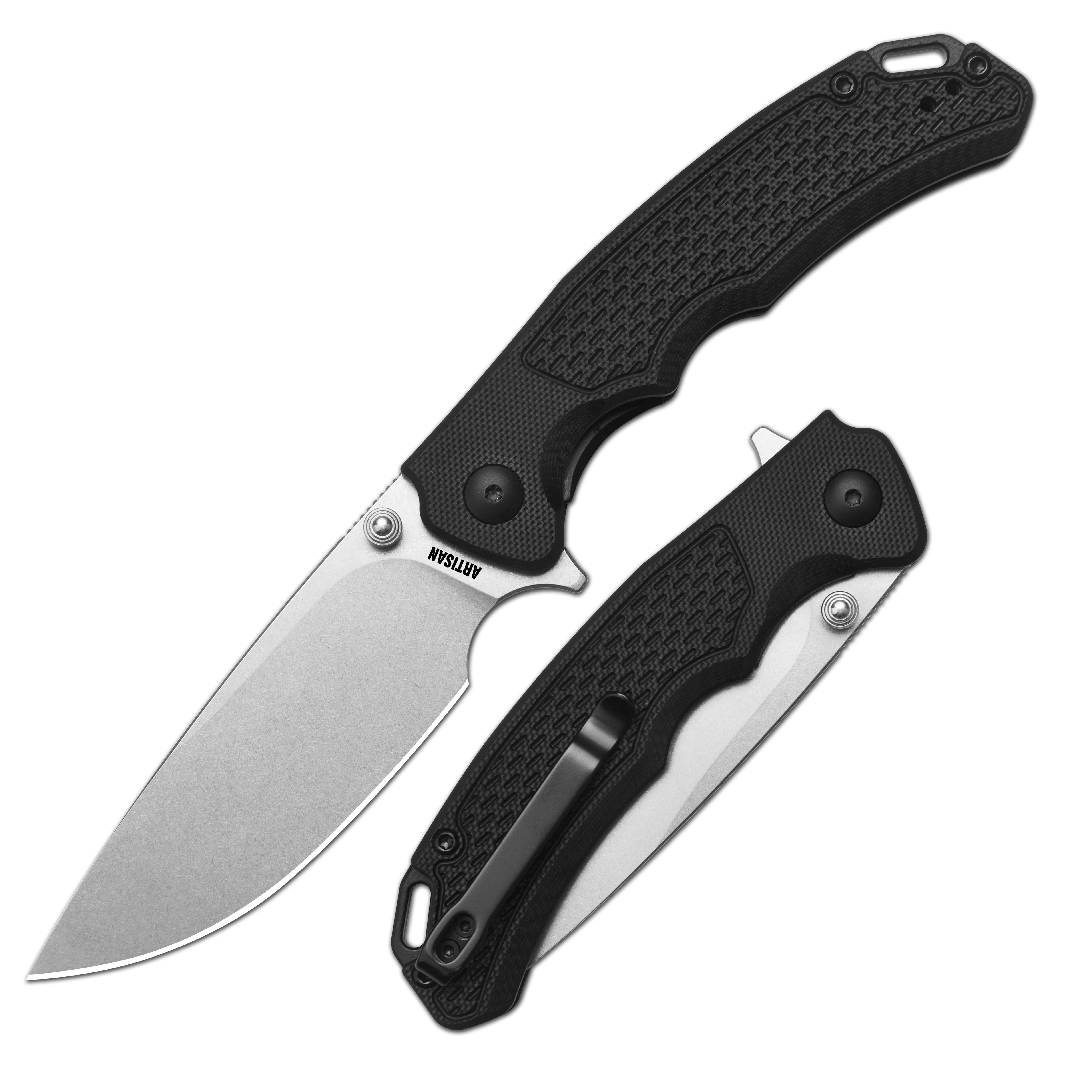 Artisan Cutlery Tradition V2 1702M AR-RPM9 Blade G10 Handle Folding Knives - Black (1702M-BK)