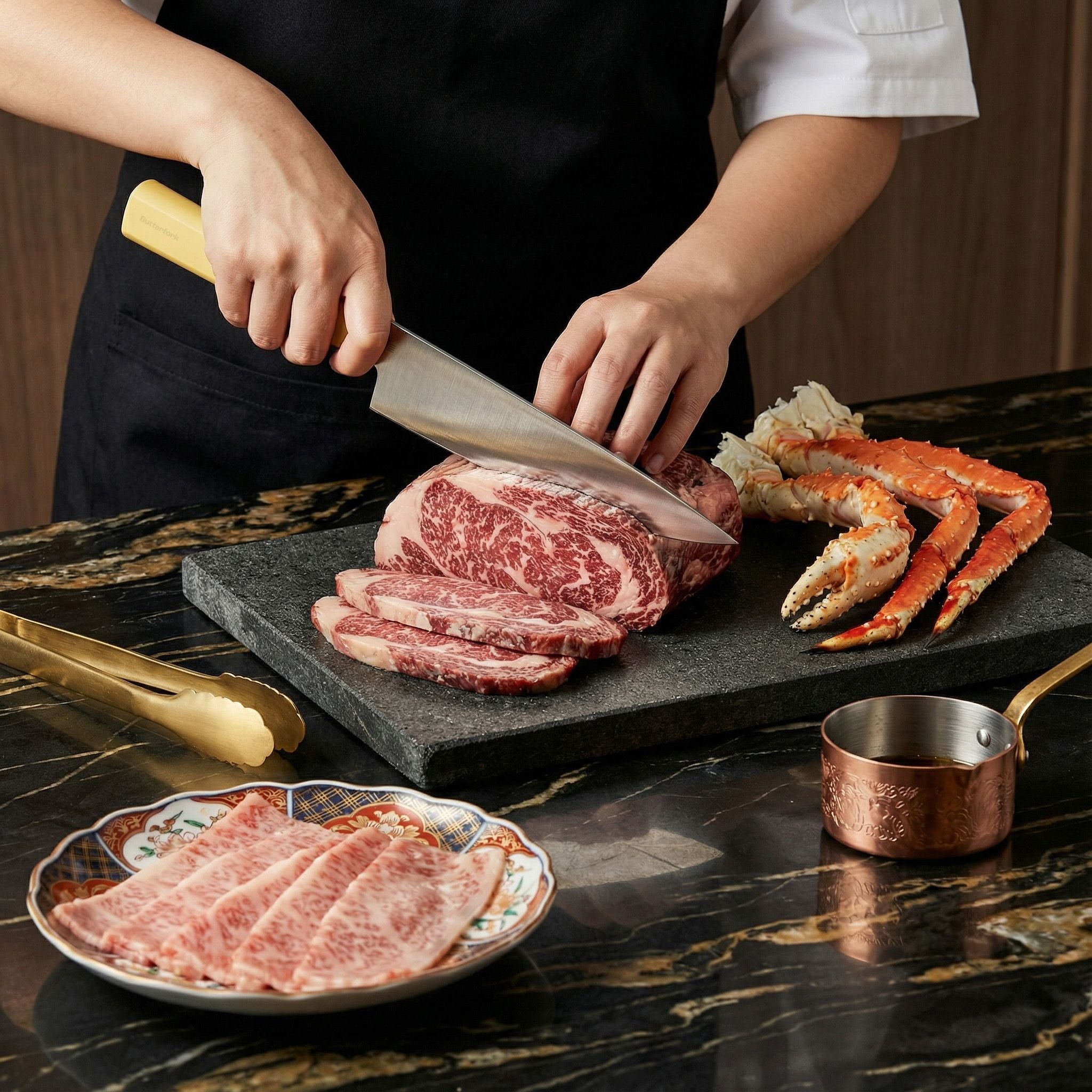 Butterfork Purest 8” Chef's Knife, AR-RPM9 Stainless Steel, Replaceable ABS Handle, Pale Yellow