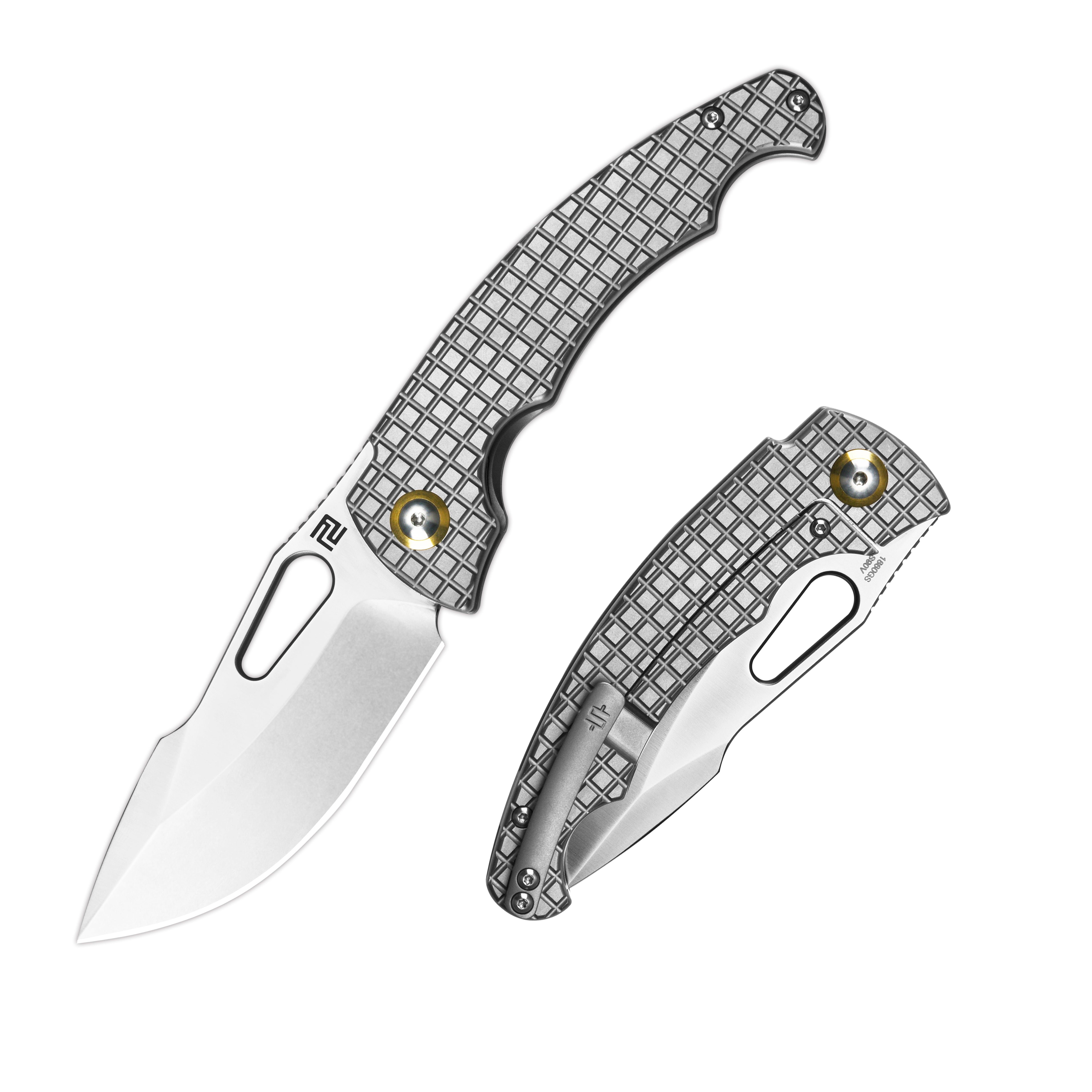 Artisan Cutlery Mini Xcellerator ATZ-1860GS CPM S90V Blade Titanium Handle Folding Knives