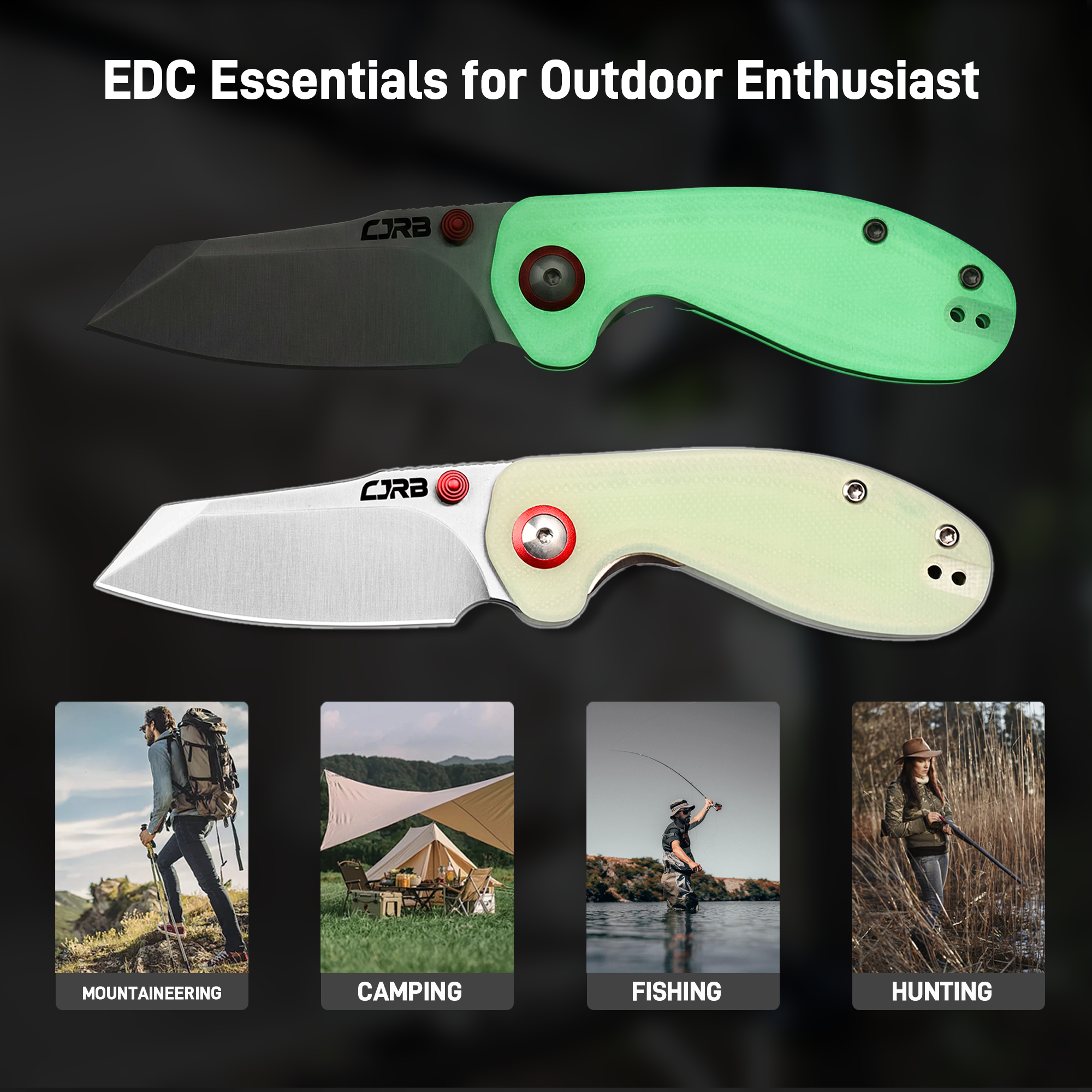 CJRB Maileah Front Flipper & Liner Lock G10(Glow In the Dark) Handle (2.39'' Sand Polish AR-RPM9 Blade) J1918-GD