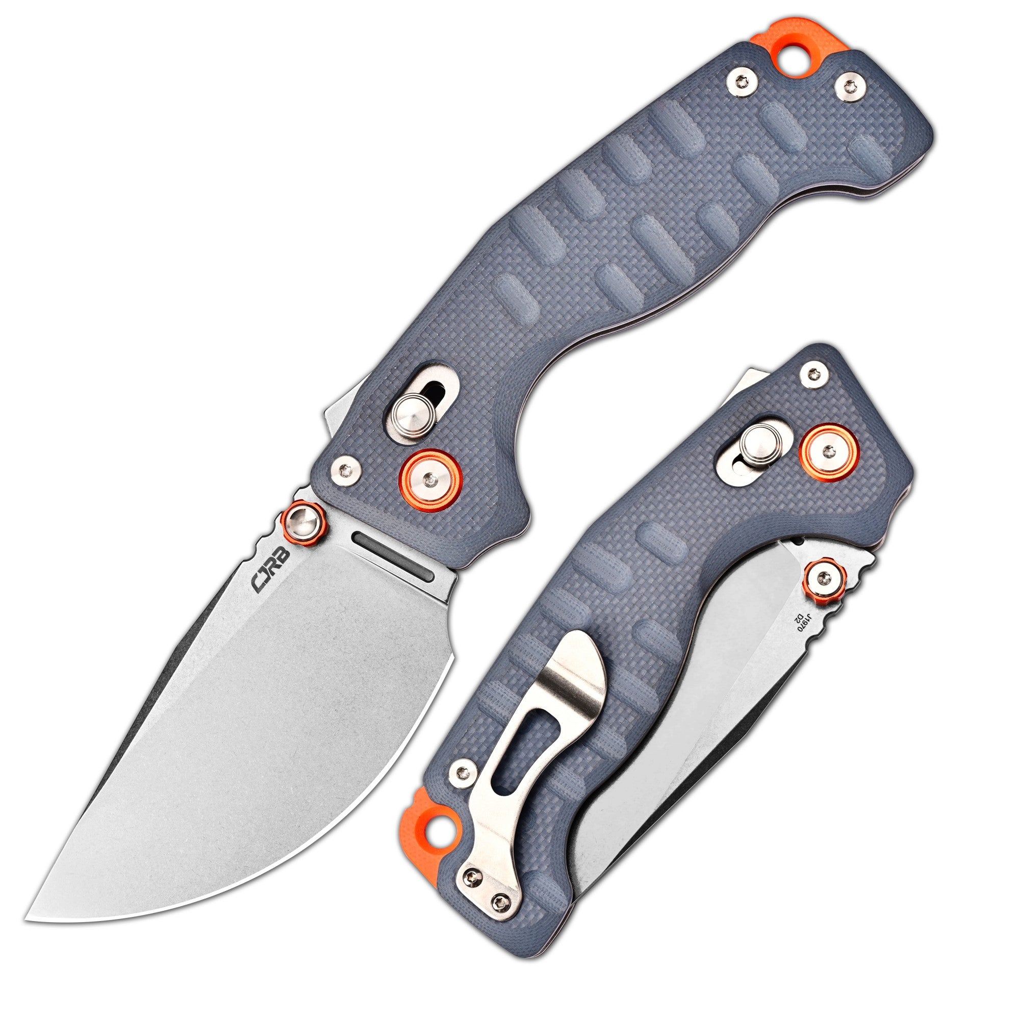 CJRB Doubletap Thumb Stud & Recoil Lock V2 Tatical Knife Blue G10 Handle(3.86'' D2 Stone Wash Blade) J1970-BU
