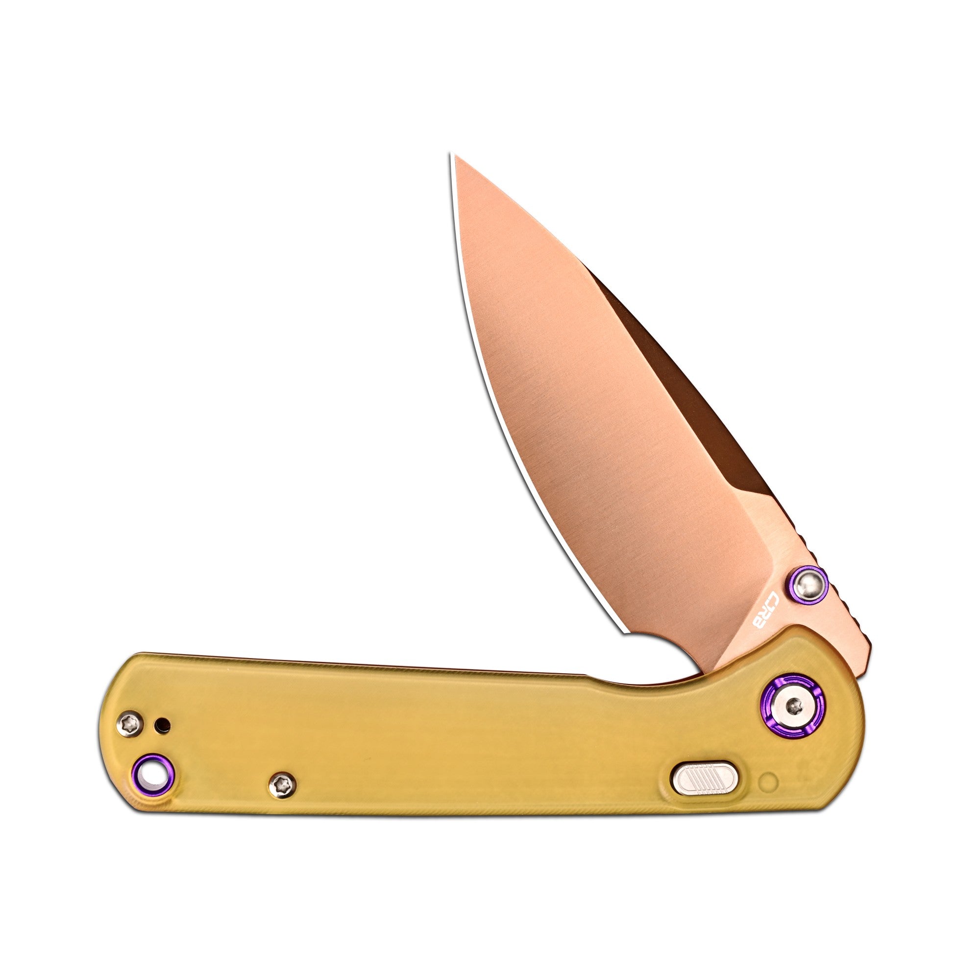 CJRB Latitude Thumb Stud & Top Liner Lock Folding Knife Ultem Handle (3.47'' Rose Gold AR-RPM9 Steel Blade) J1975-AMB (Exclusive)