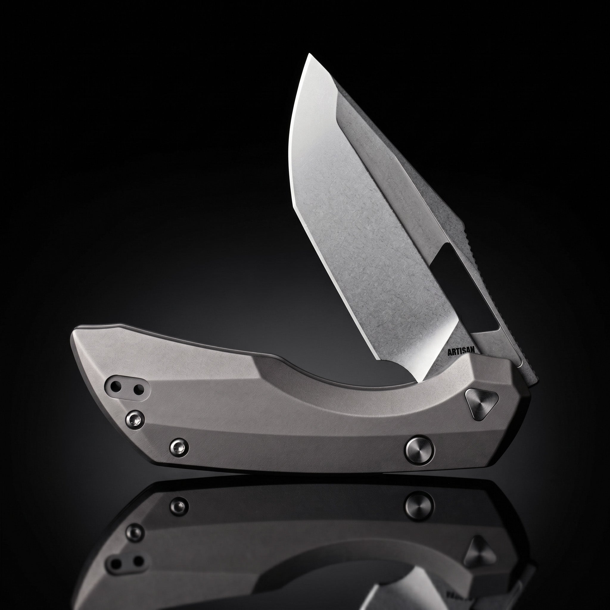 Artisan Cutlery Mousebird Thumb Hole Top Liner Lock EDC Knife Titanium Handle Titanium Clip(3'' CPM S35VN Stone Wash Blade ) 1889G-GY