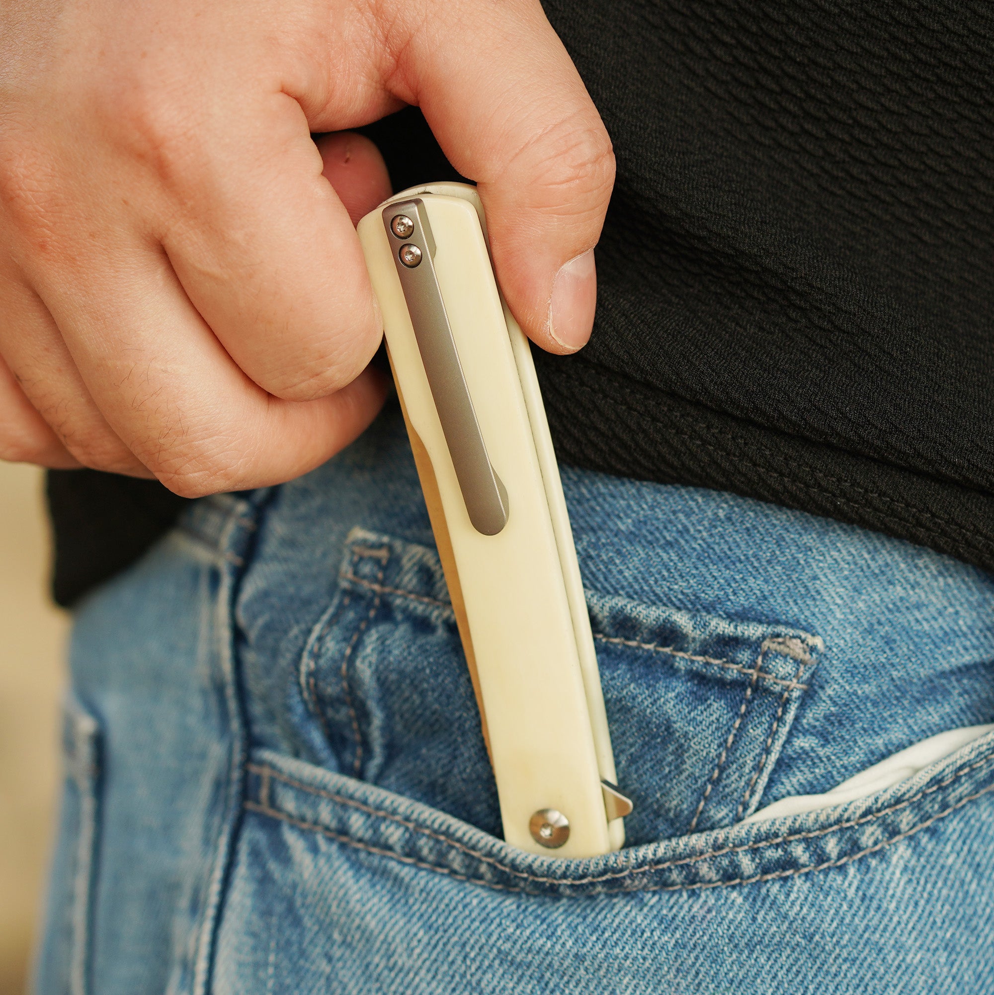 Artisan Cutlery Orthodox V2 Flipper & Liner Lock Knife Bovine Bone Handle (3.54'' Sand Polish CPM S45VN Blade) 1883G-BB (Limited)