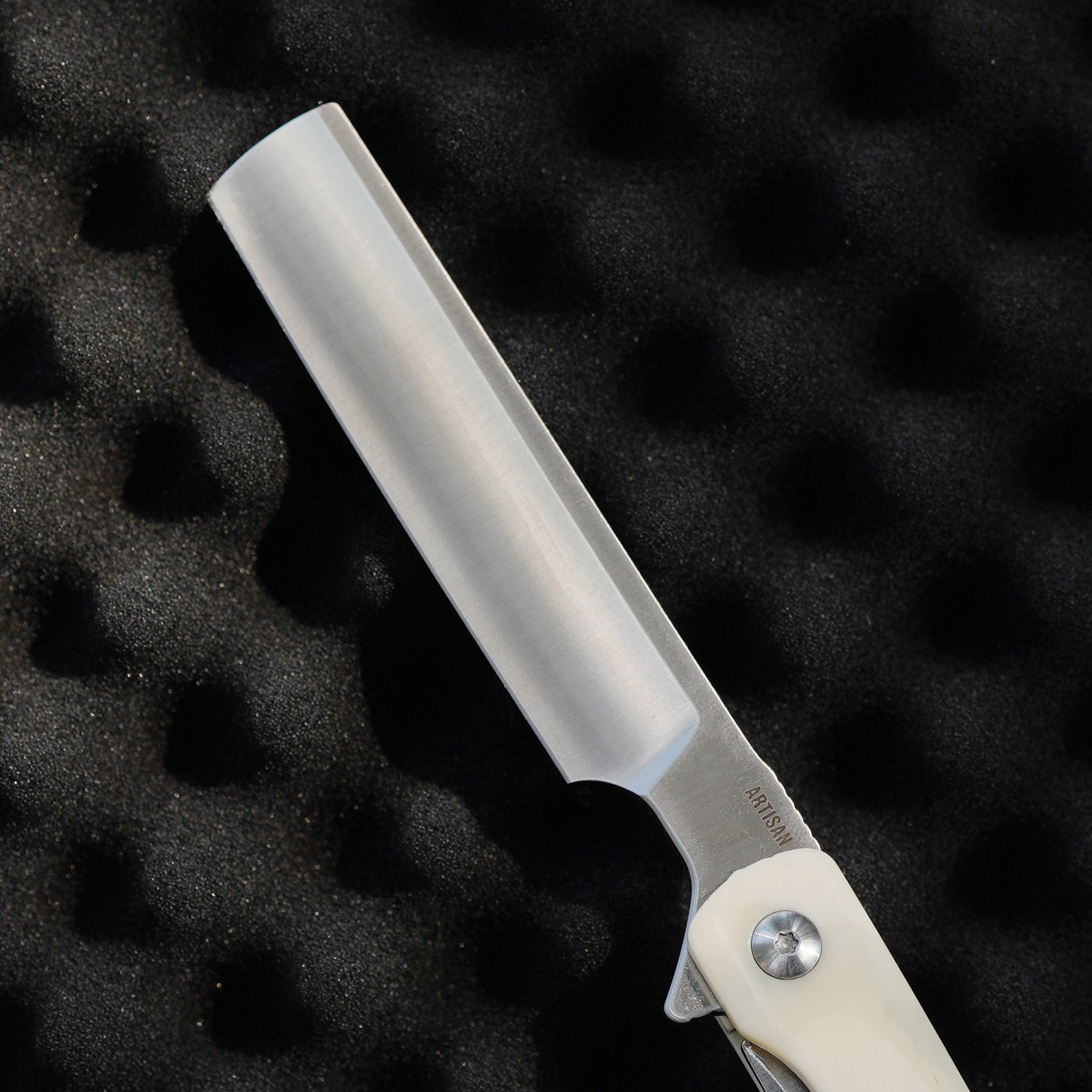 Artisan Cutlery Orthodox V2 Flipper & Liner Lock Knife Bovine Bone Handle (3.54'' Sand Polish CPM S45VN Blade) 1883G-BB (Limited)