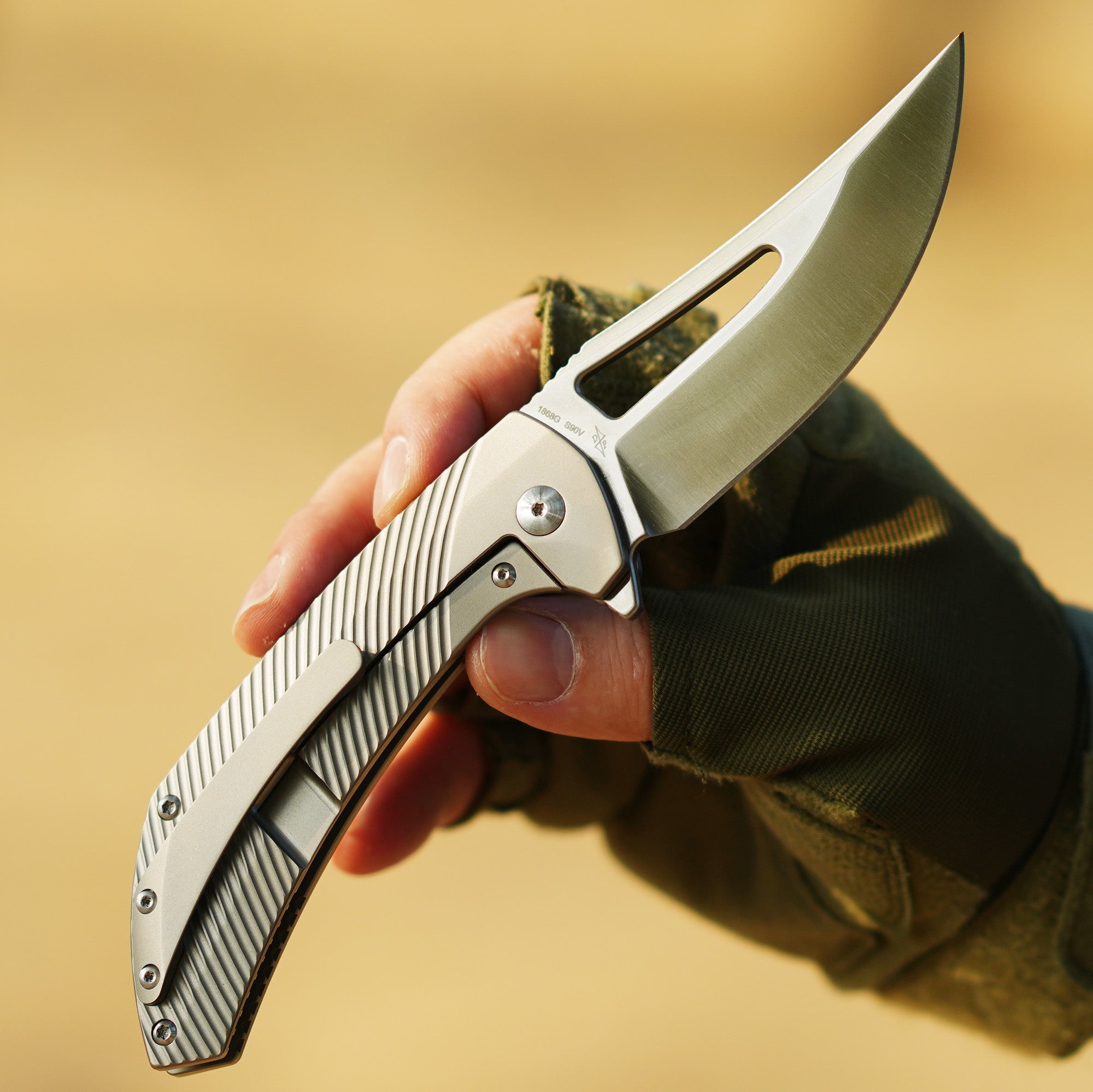 Artisan Cutlery Banjaara 1868G S90V Blade Titanium Handle Folding Knives