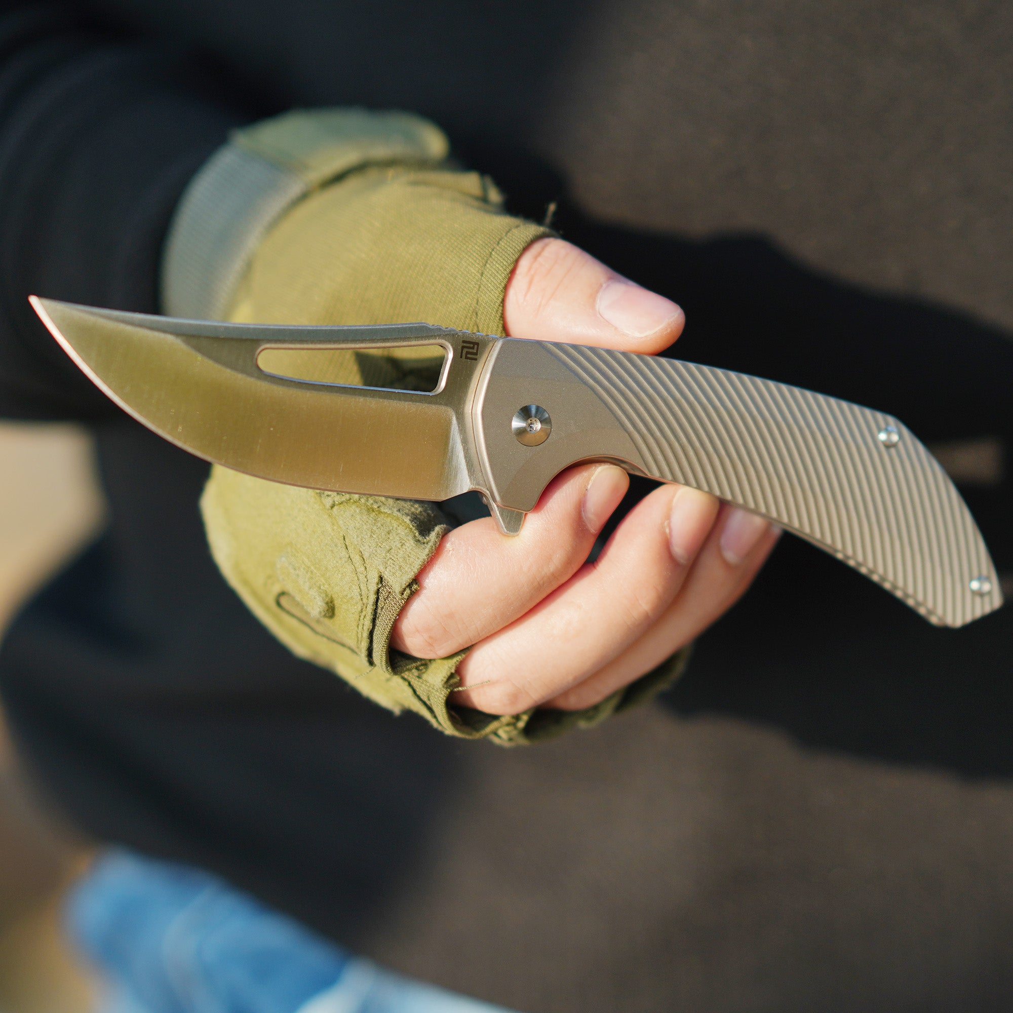 Artisan Cutlery Banjaara 1868G S90V Blade Titanium Handle Folding Knives