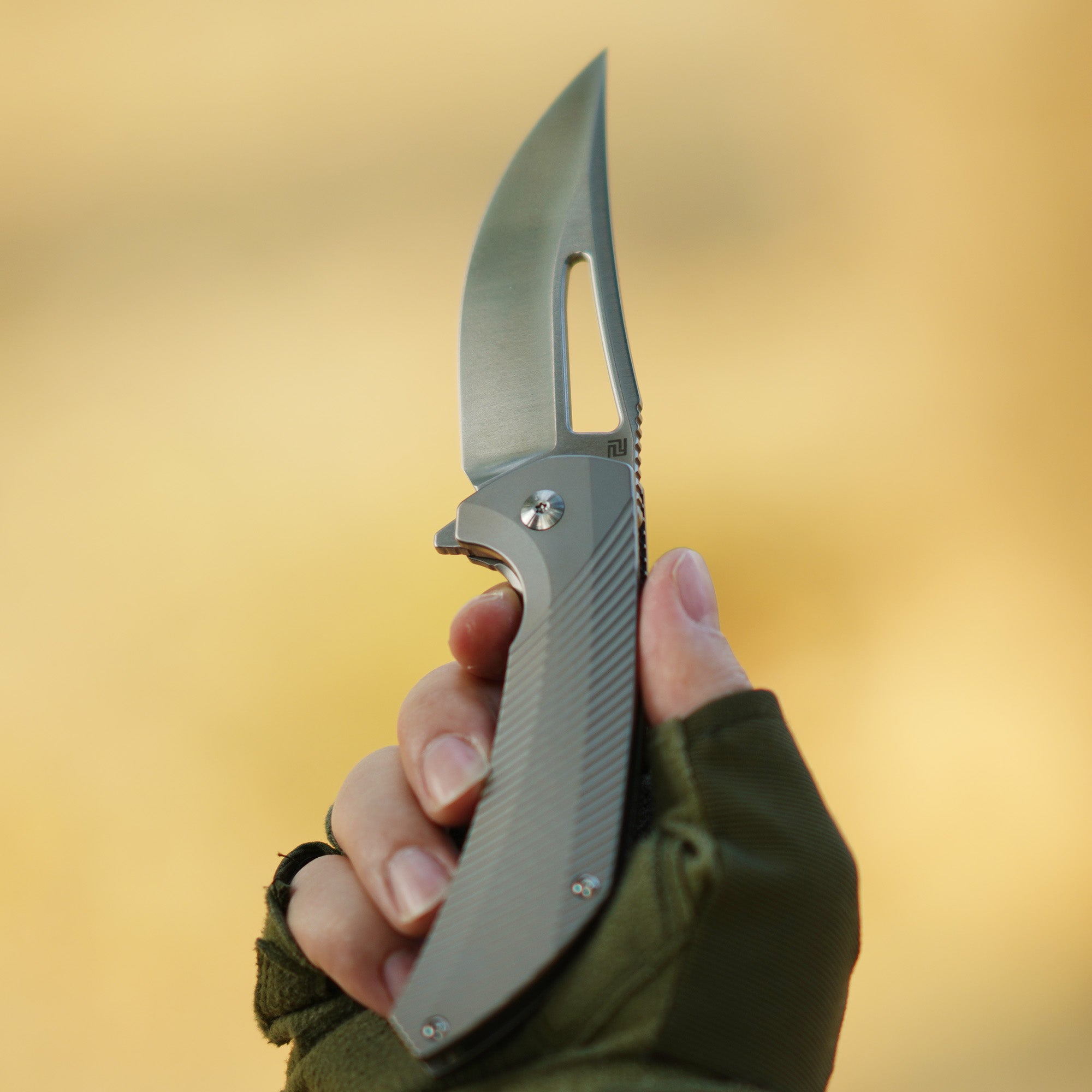 Artisan Cutlery Banjaara 1868G S90V Blade Titanium Handle Folding Knives