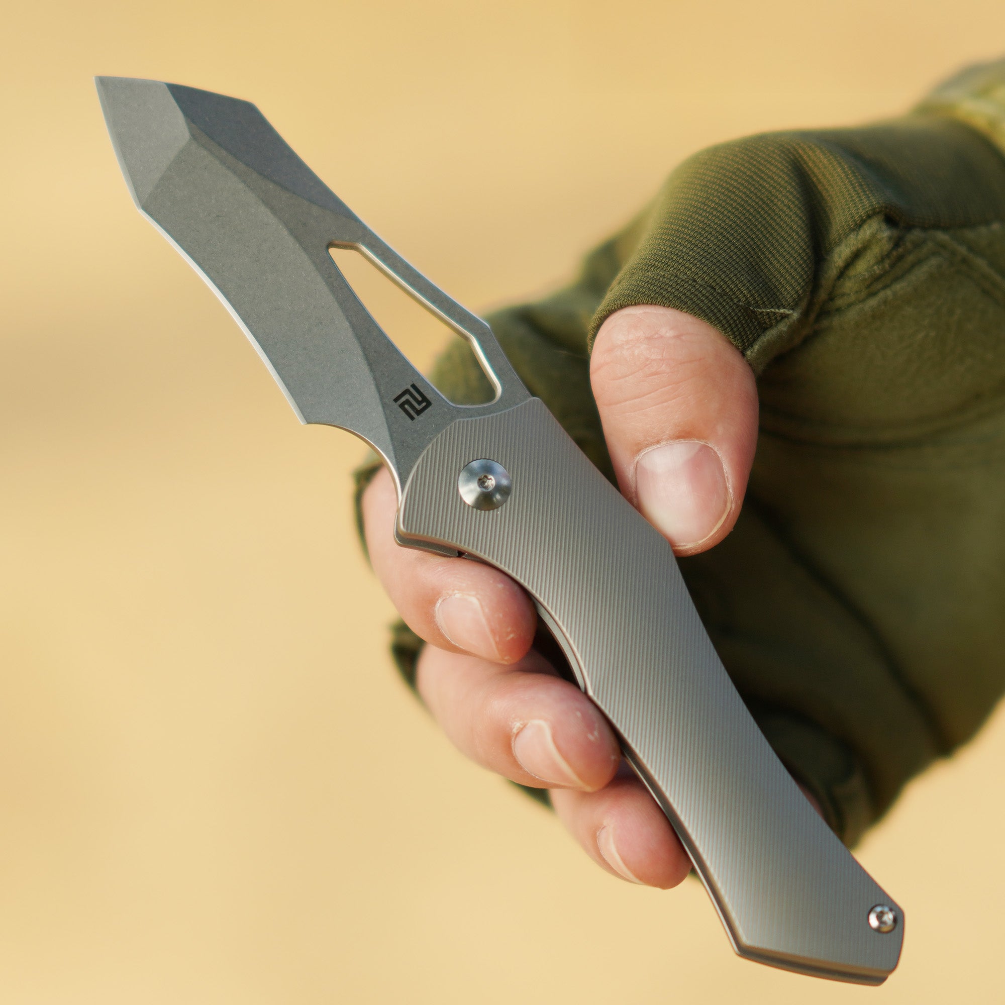 ArtisanCutlery Baskin 1853G S90V Blade Titanium Handle Folding Knives