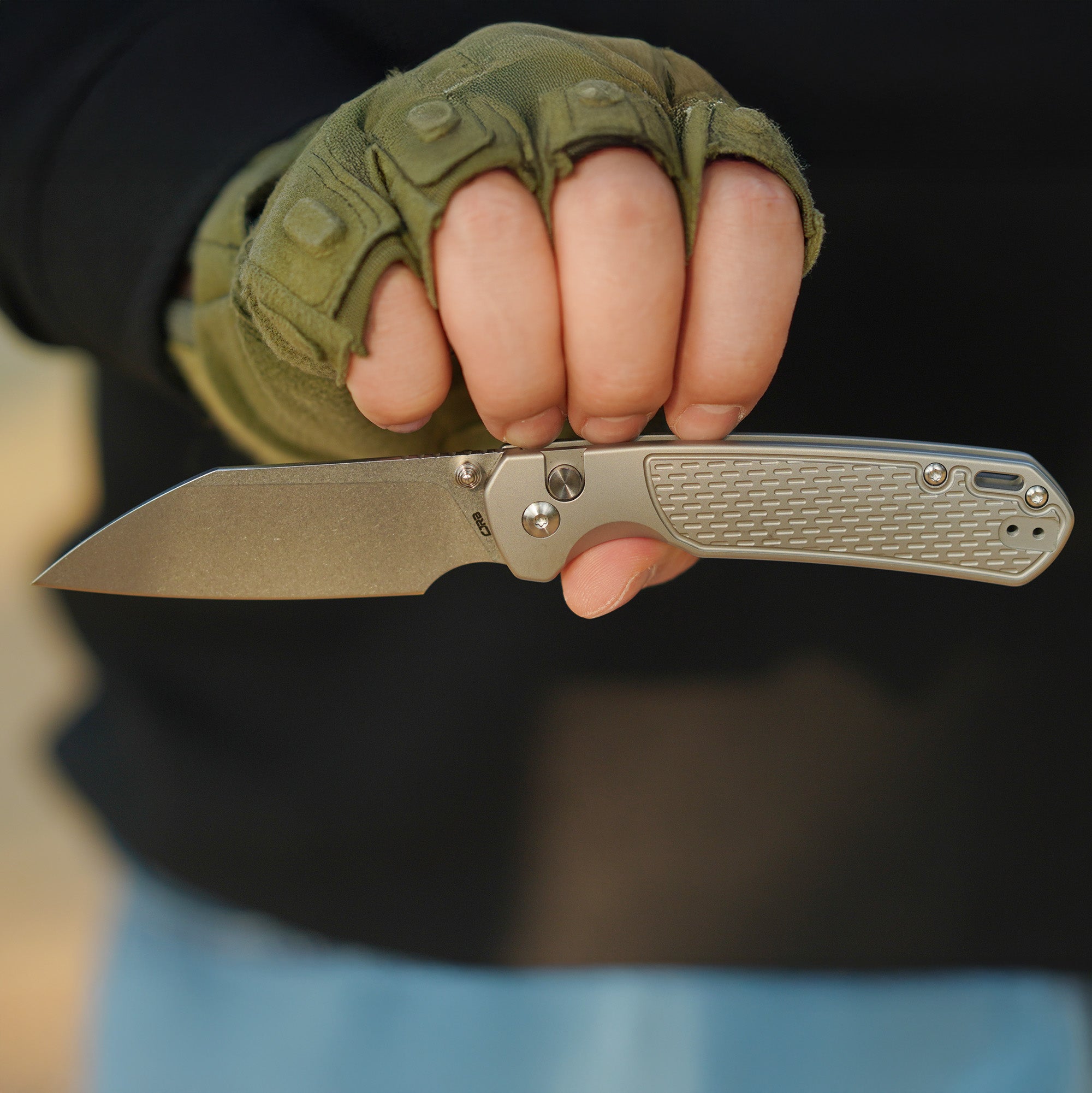 CJRB Pyrite-Light J1945T CPM 20CV Steel Titanium Handle Folding Knives(Exclusive)