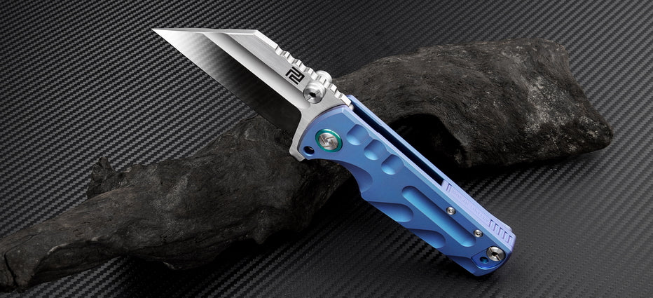 Artisan Cutlery Proponent ATZ-1820G S35VN Blade Titanium Handle Folding Knives - Blue (1820G-BUS)