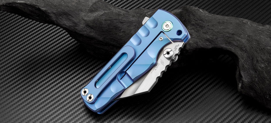 Artisan Cutlery Proponent ATZ-1820G S35VN Blade Titanium Handle Folding Knives - Blue (1820G-BUS)