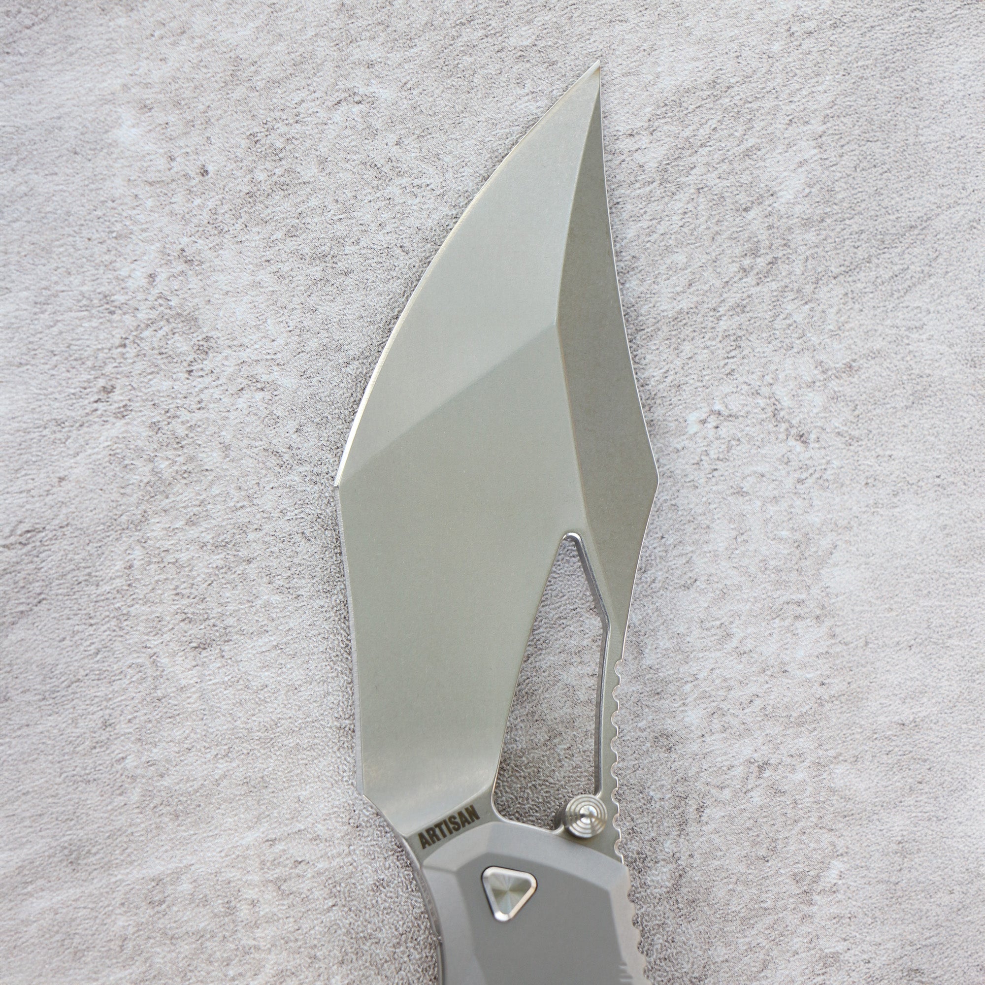 Artisan Cutlery Dark Wing Thumb Hole & Front Flipper Frame Lock EDC Knife Titanium Handle(3.63'' S35VN Stone Wash Blade ) 1887G-GY