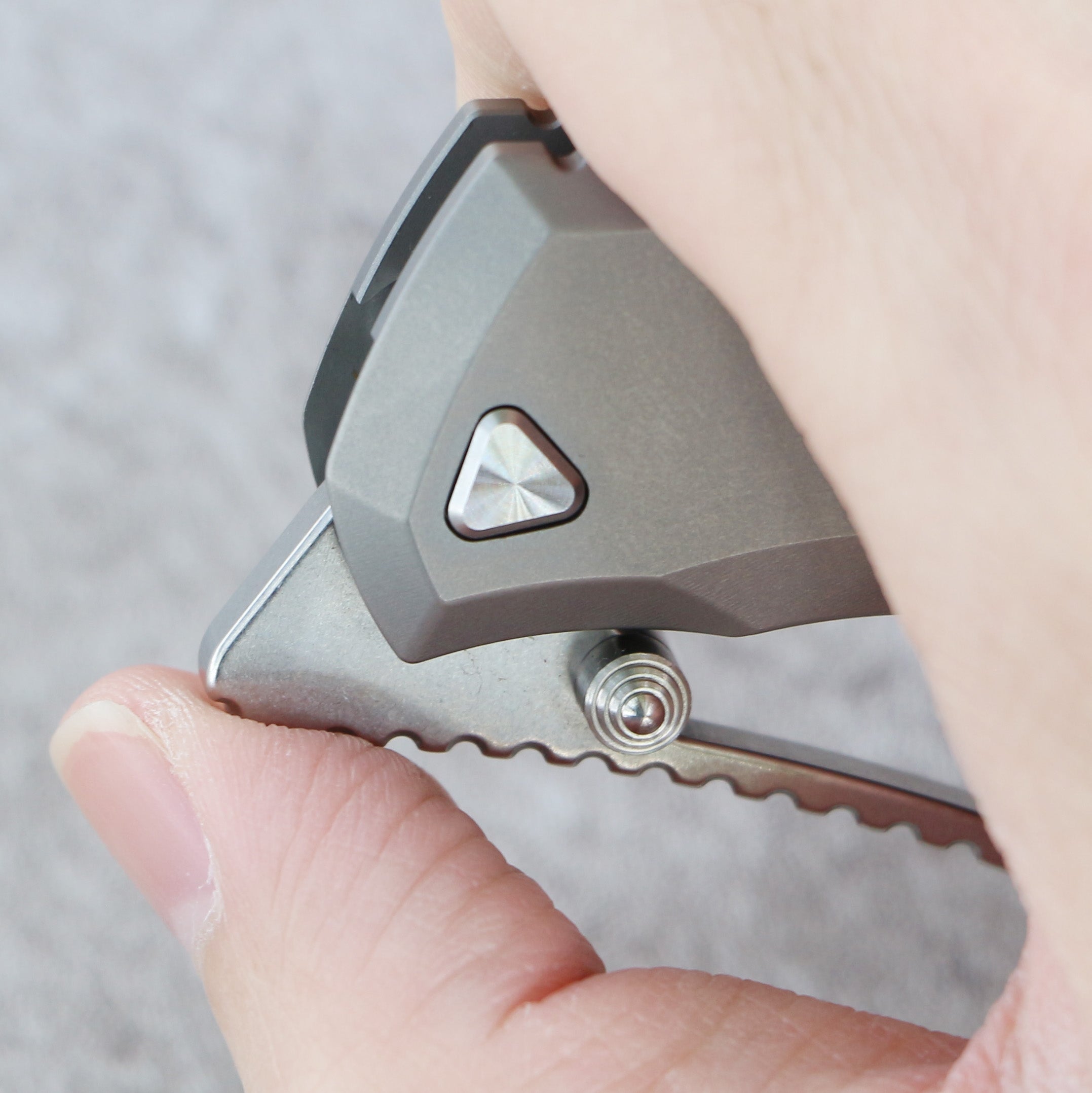 Artisan Cutlery Dark Wing Thumb Hole & Front Flipper Frame Lock EDC Knife Titanium Handle(3.63'' S35VN Stone Wash Blade ) 1887G-GY