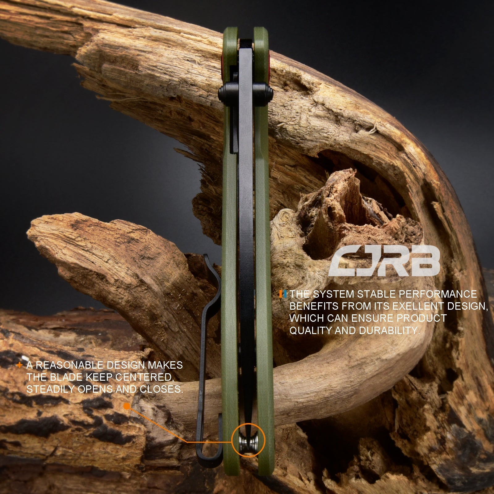 CJRB Feldspar J1912 AR-RPM9 Steel Black Pvd Coated Blade G10 Handle Folding Knives - Green (J1912-BGN)