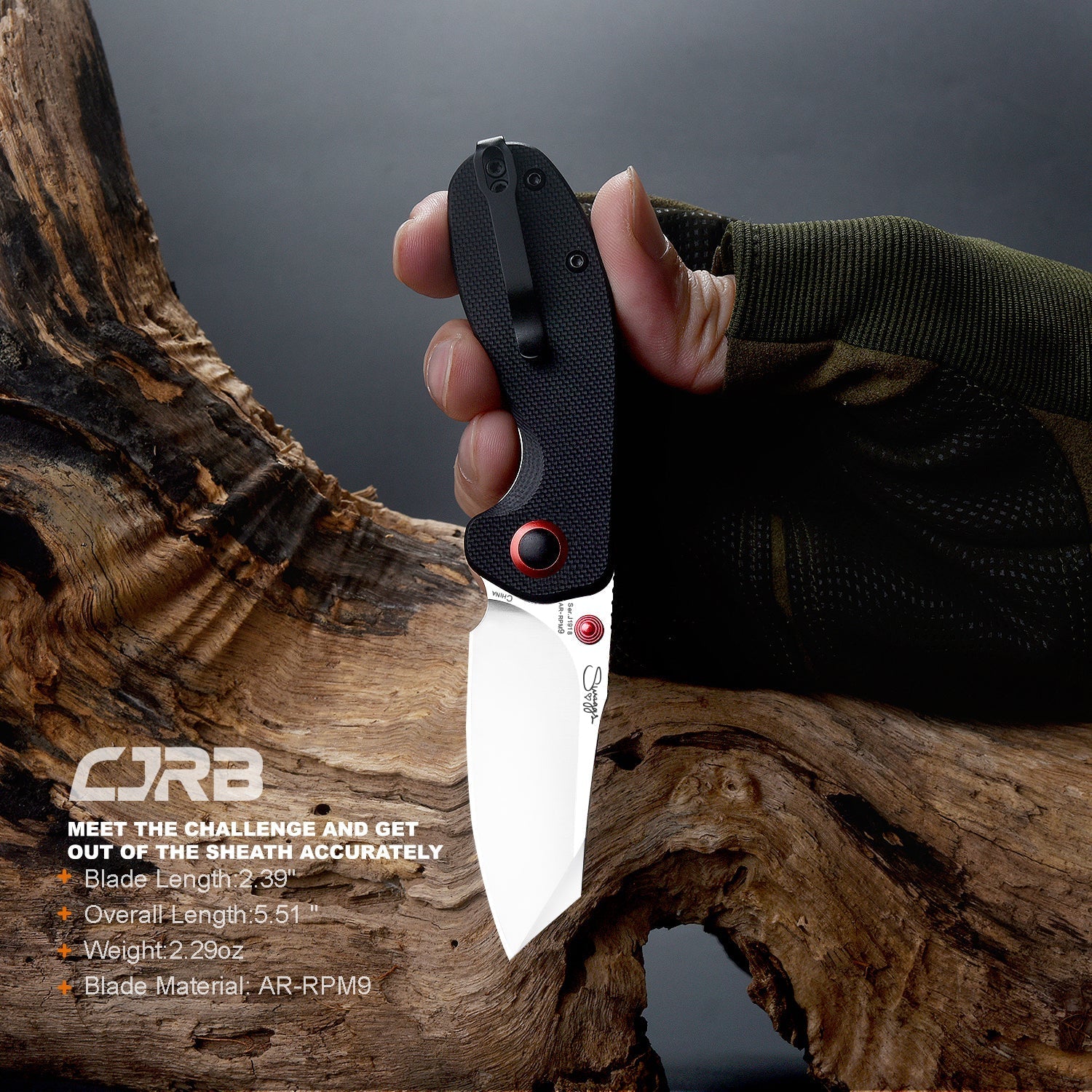 CJRB Maileah J1918 AR-RPM9 Steel Blade G10 Handle Folding Knives - Black (J1918-BKF)