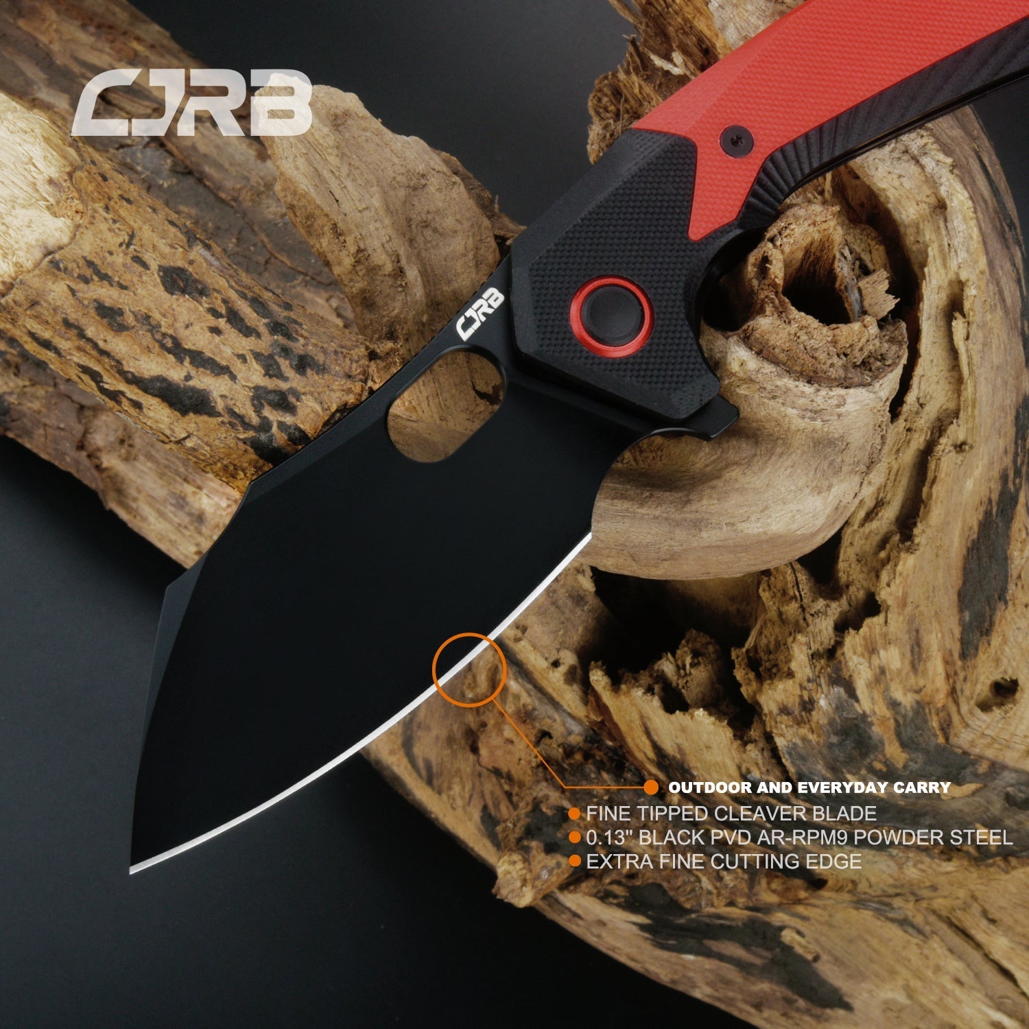 CJRB Caldera J1923 AR-RPM9 Steel Blade G10 Handle Folding Knives - Red (J1923-BRE)