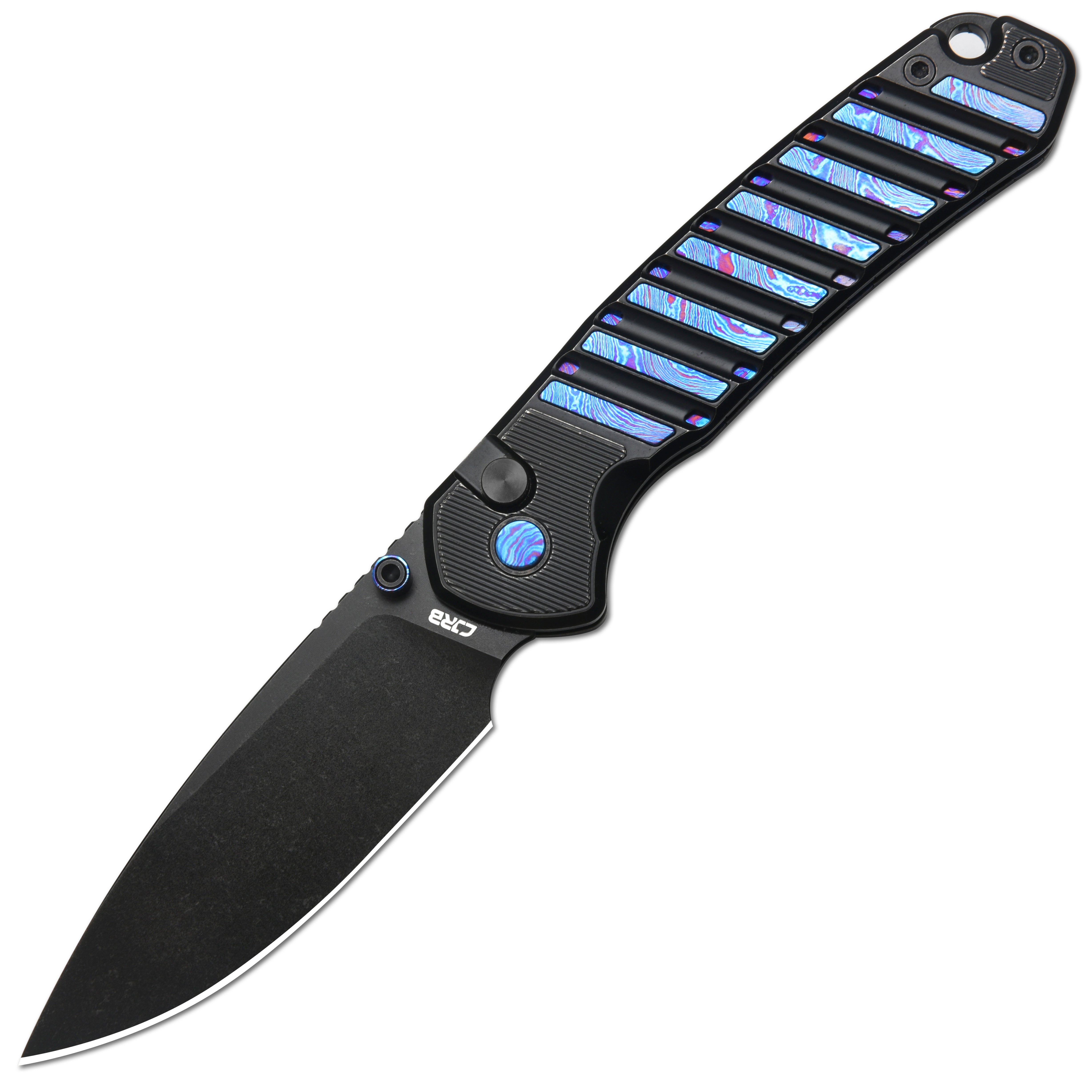 CJRB Galactic Pyrite J1925G S90V Blade Titanium and Titanium Damascus Inlay Handle Folding Knives(Limited edition)