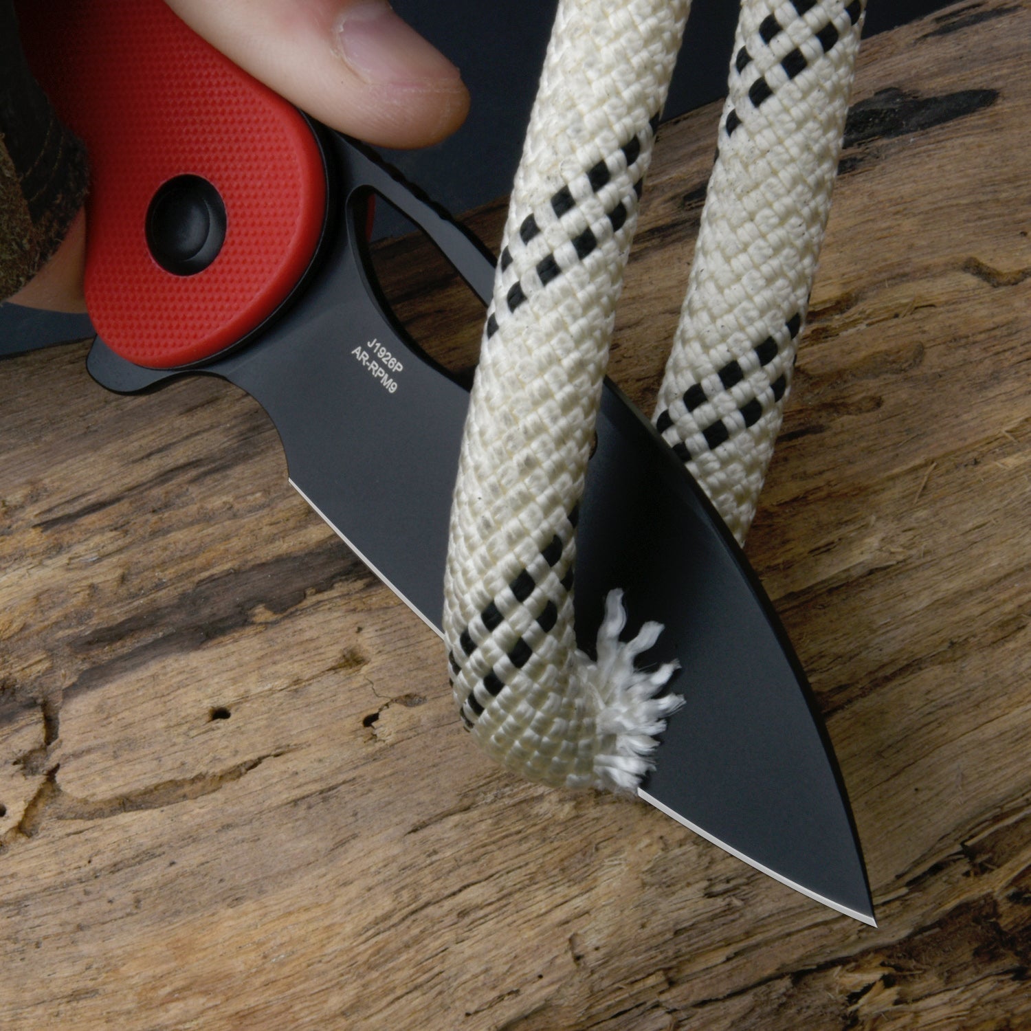 CJRB Lago J1926 AR-RPM9 Steel G10 Handle Folding Knives - Black PVD Blade Red G10 Handle (J1926-BRE)