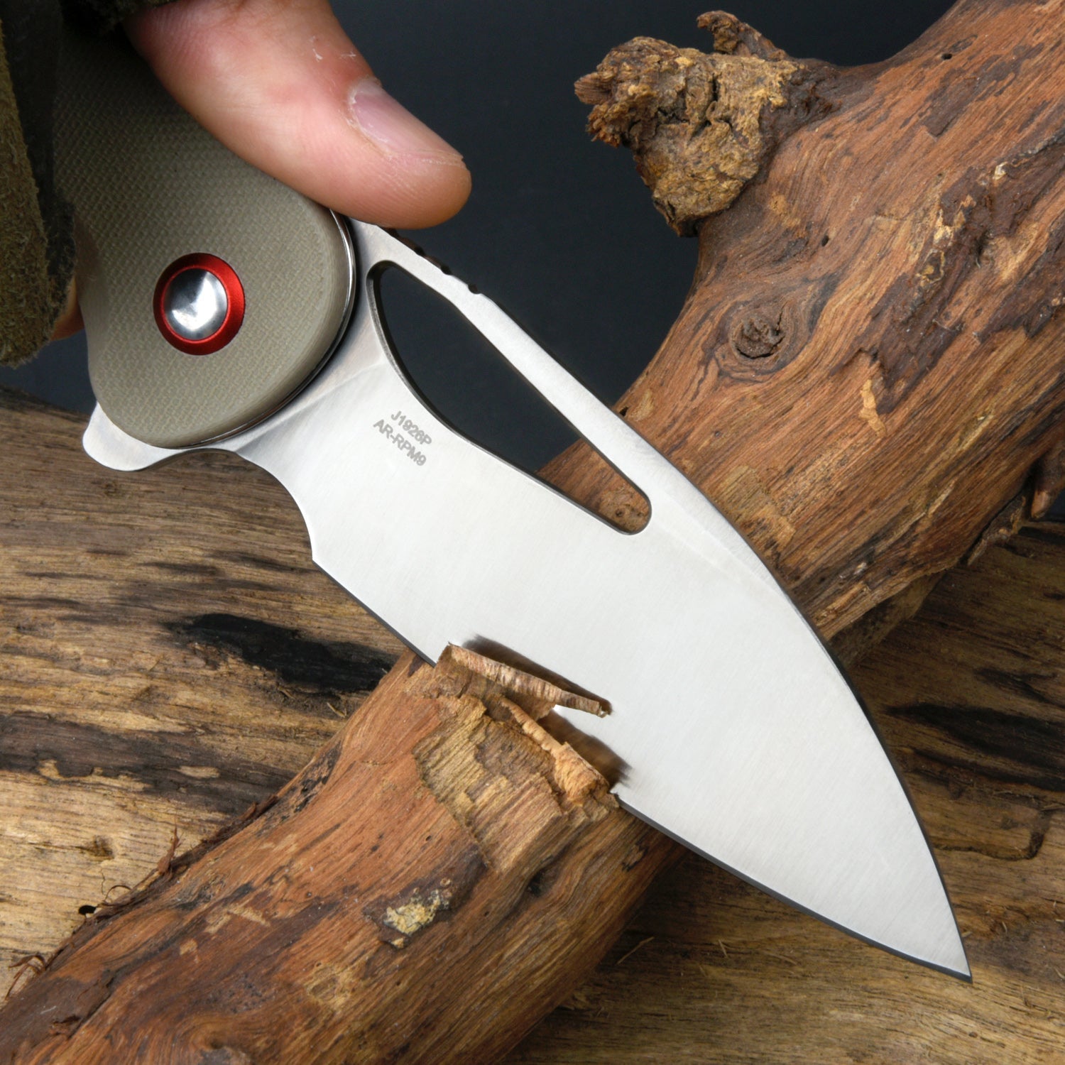 CJRB Lago J1926 AR-RPM9 Steel G10 Handle Folding Knives - Sand Polish Blade Desert G10 Handle (J1926-DE)