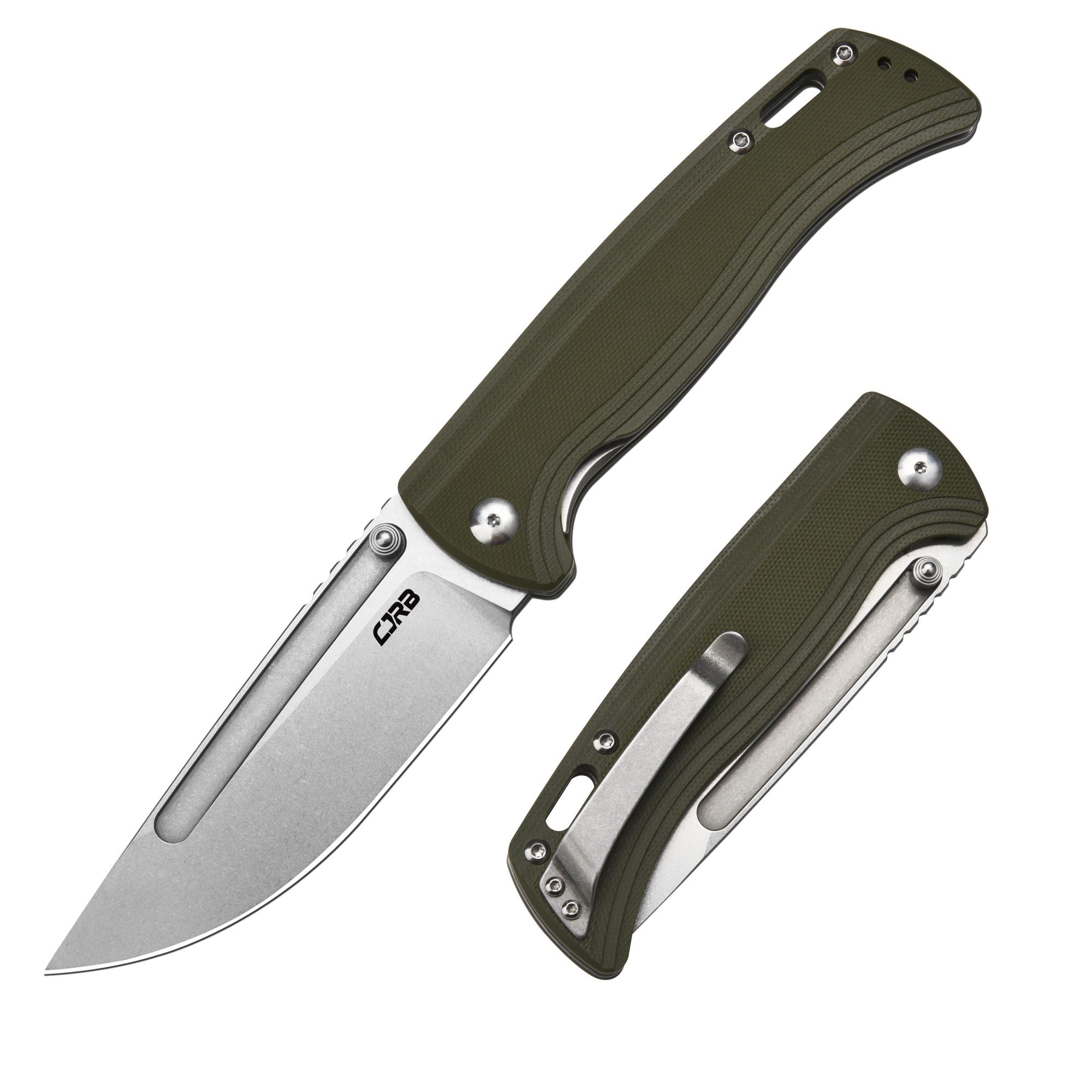 CJRB Resource J1932 AR-RPM9 Steel G10 Handle Folding Knives - Stone Wash / Green (J1932-GN)