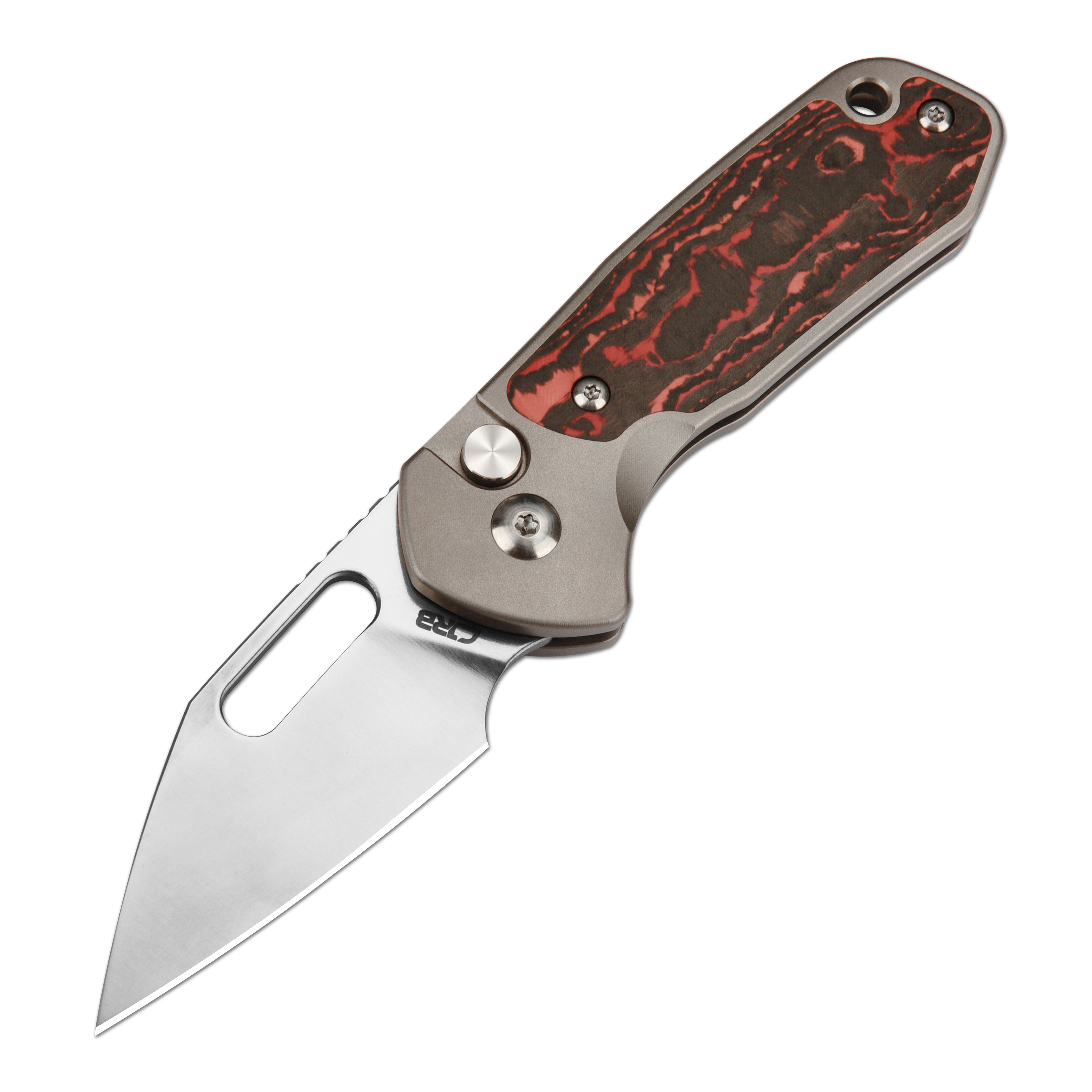 CJRB Mini Pyrite J1933 CPM S90V Blade Titanium and Fat Carbon Handle Folding Knives(Limited Edition)