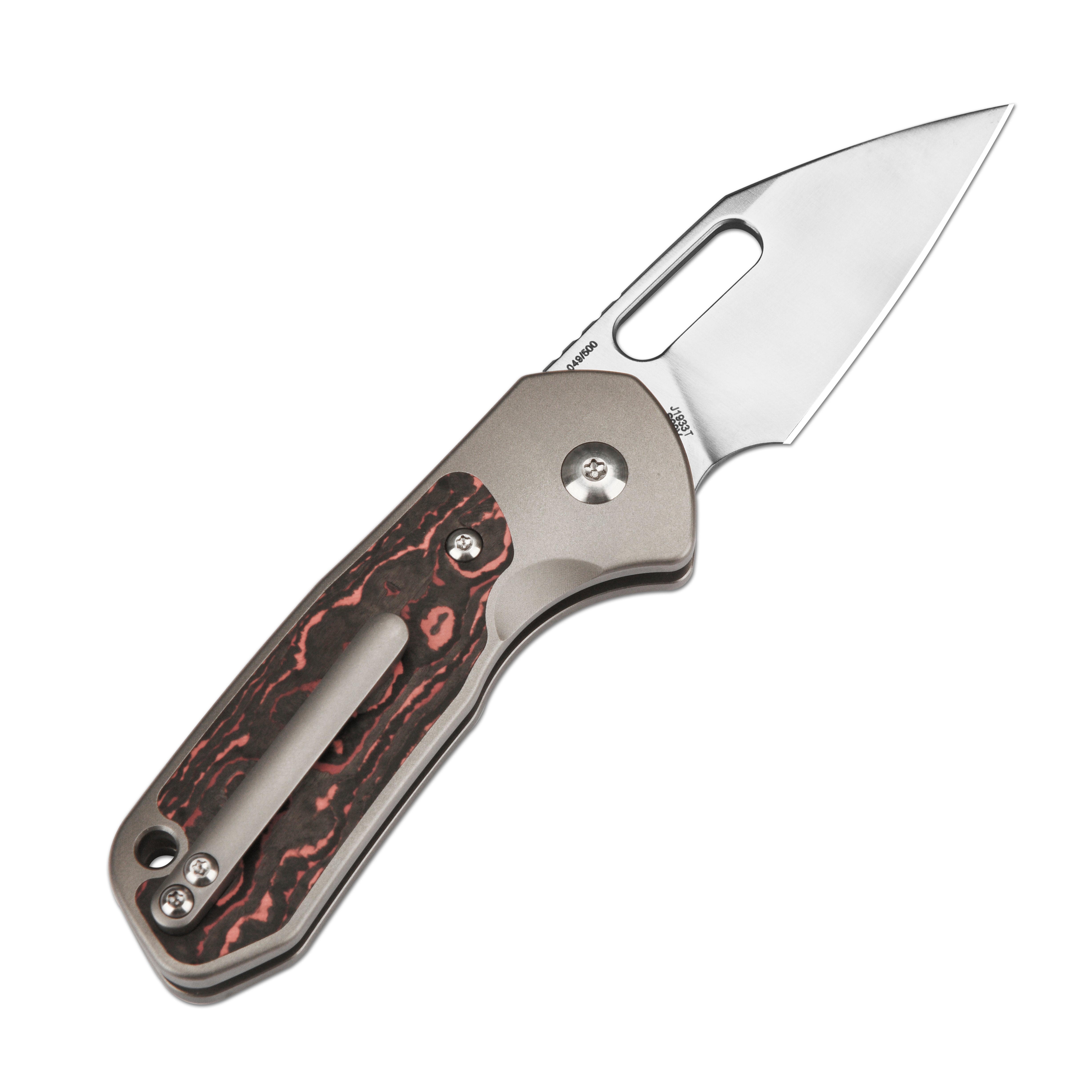 CJRB Mini Pyrite J1933 CPM S90V Blade Titanium and Fat Carbon Handle Folding Knives(Limited Edition)