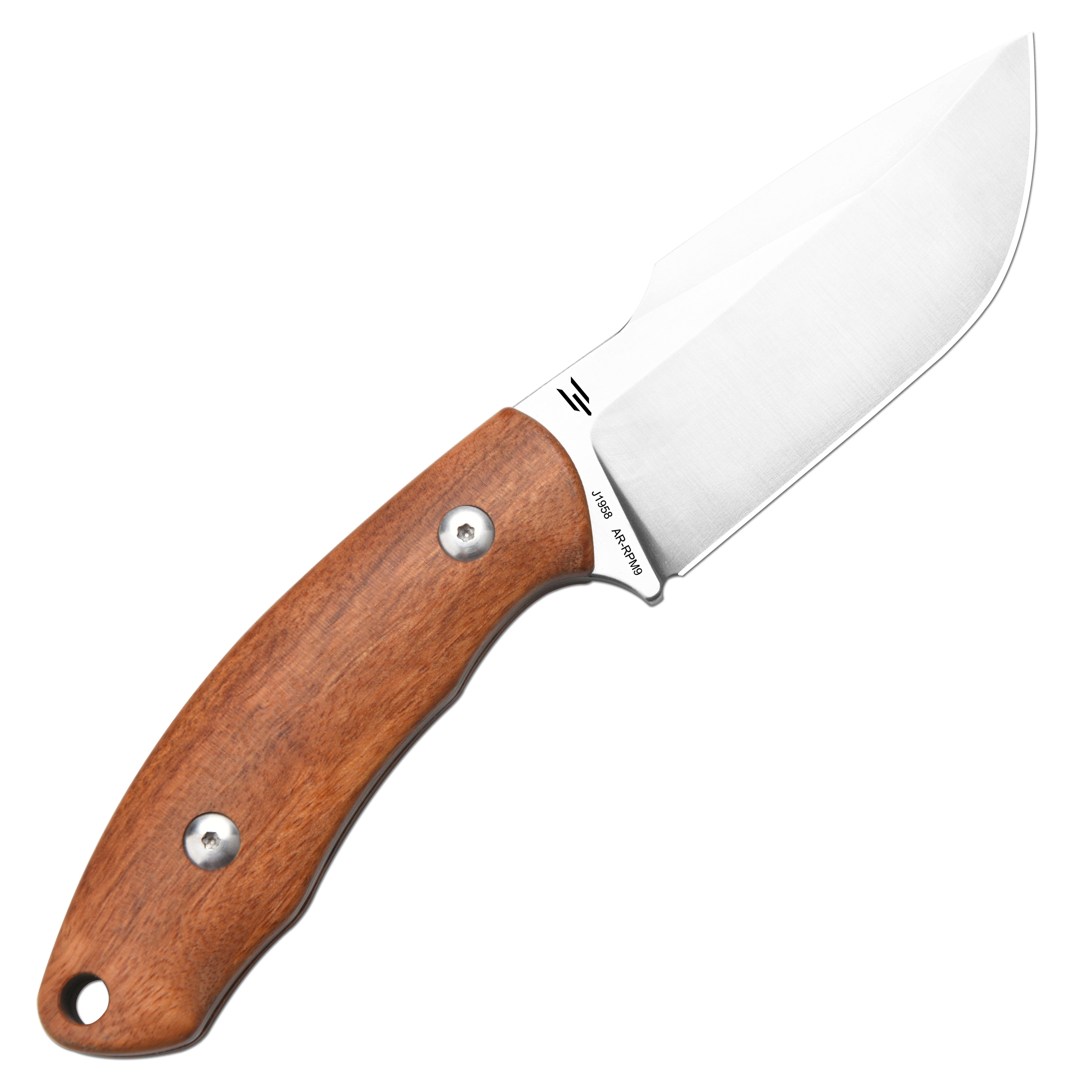 CJRB Mutt J1958 AR-RPM9 Steel Blade Fixed Blade Knives - Wood (J1958-WD)