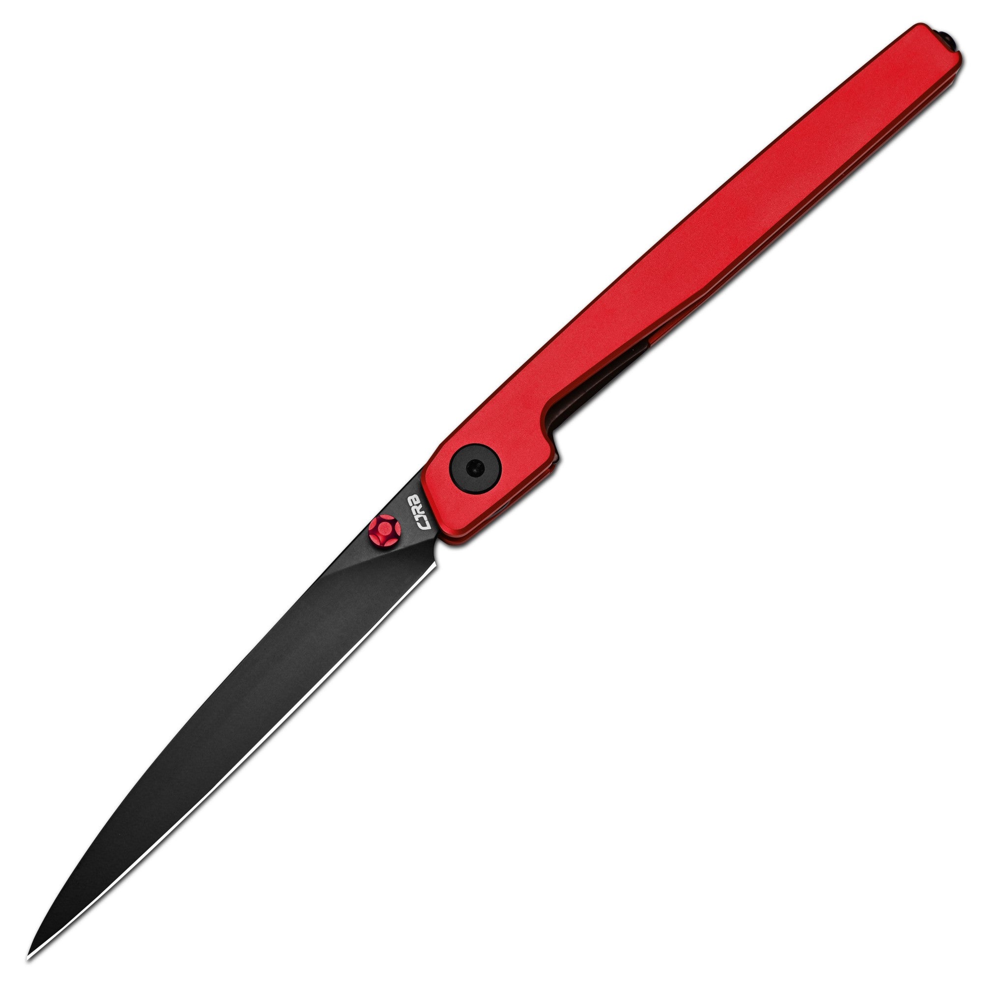 CJRB Lanky Thumb Stud & Liner Lock Knife Red Aluminum Handle (3.58'' Sandvik 14C28N Black PVD Coating Blade) J1965-BRE (Exclusive)