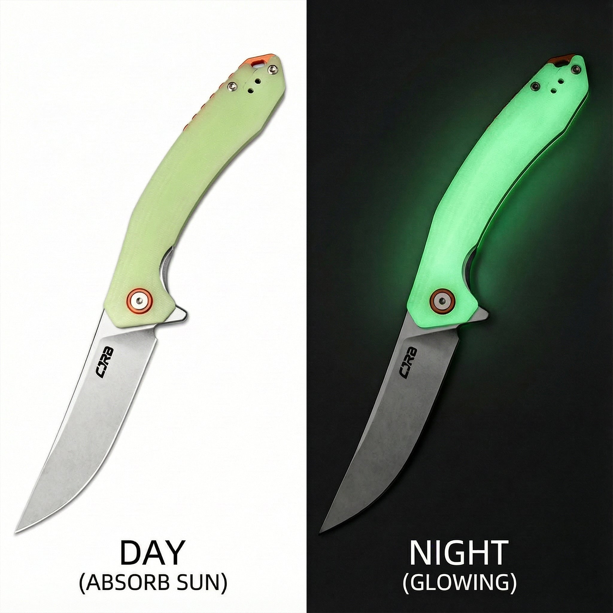 CJRB Gobi Flipper & Liner Lock G10(Glow In the Dark) Handle (3.5'' Stone Wash AR-RPM9 Blade) J1906-GD