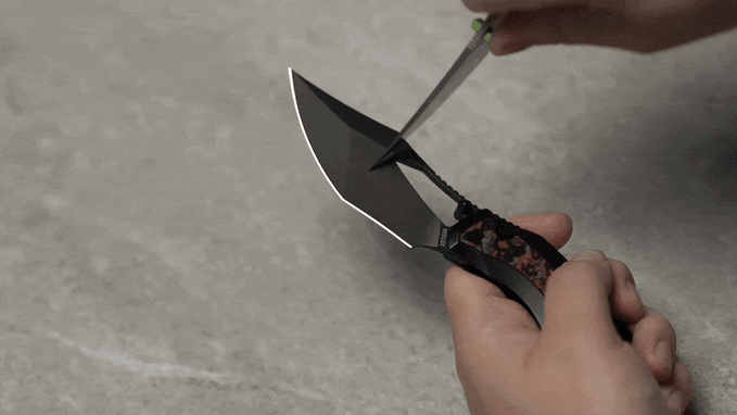 Artisan Cutlery The HellWing | All Black Ti with Red Fatcarbon Inlay - Product view 7