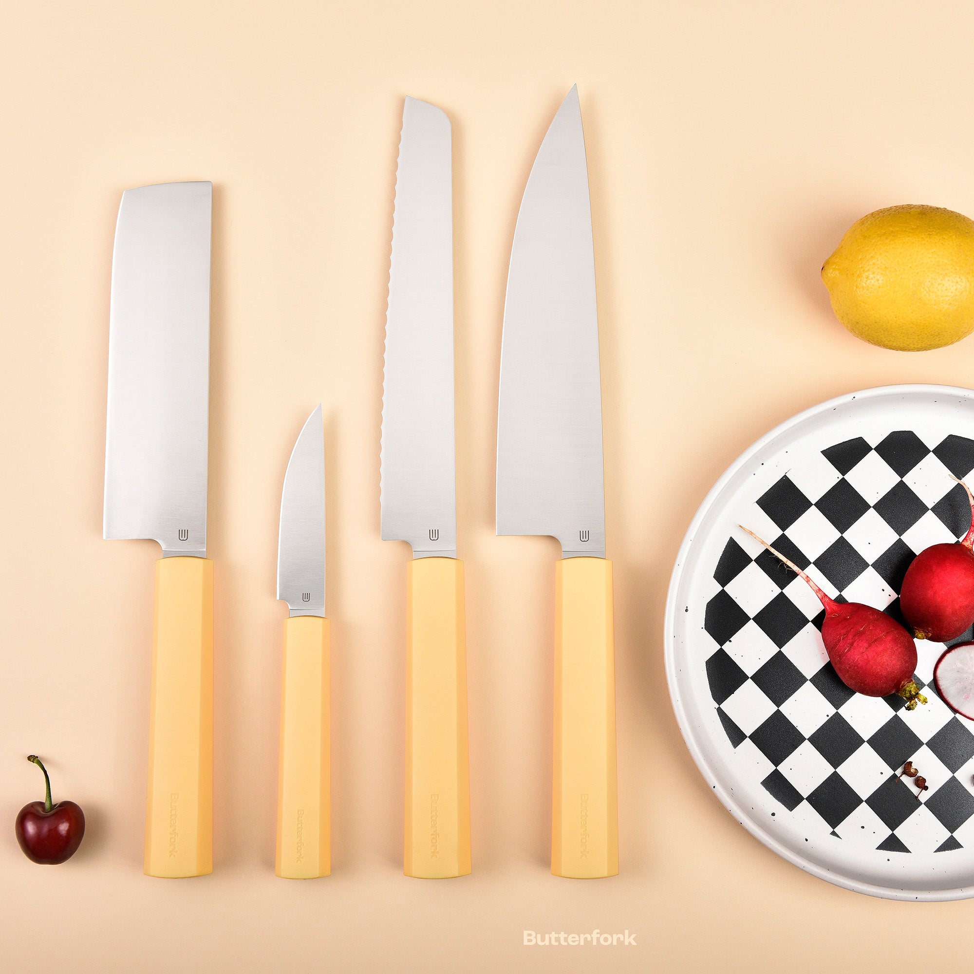 Butterfork Purest 8” Chef's Knife, AR-RPM9 Stainless Steel, Replaceable ABS Handle, Pale Yellow