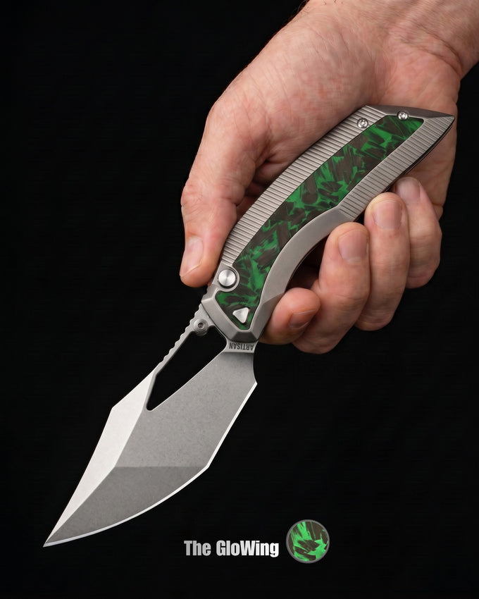 Artisan Cutlery The GloWing | Gray Ti with GITD Carbon Fiber - Product view 2
