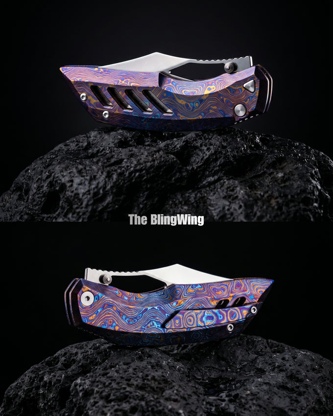 Artisan Cutlery The BlingWing | Titanium Damascus and Hand Polished Blade - Product view 6