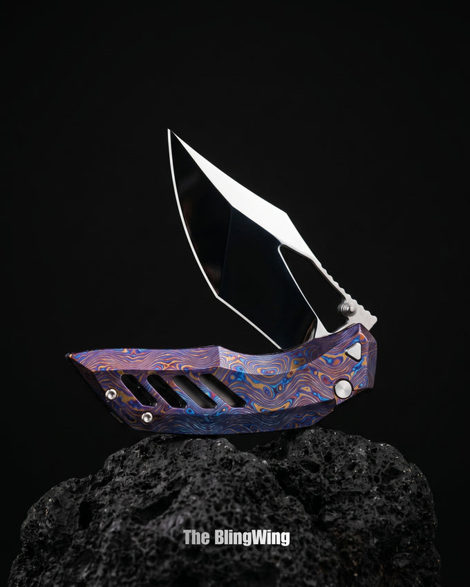 Artisan Cutlery The BlingWing | Titanium Damascus and Hand Polished Blade - Product view 5