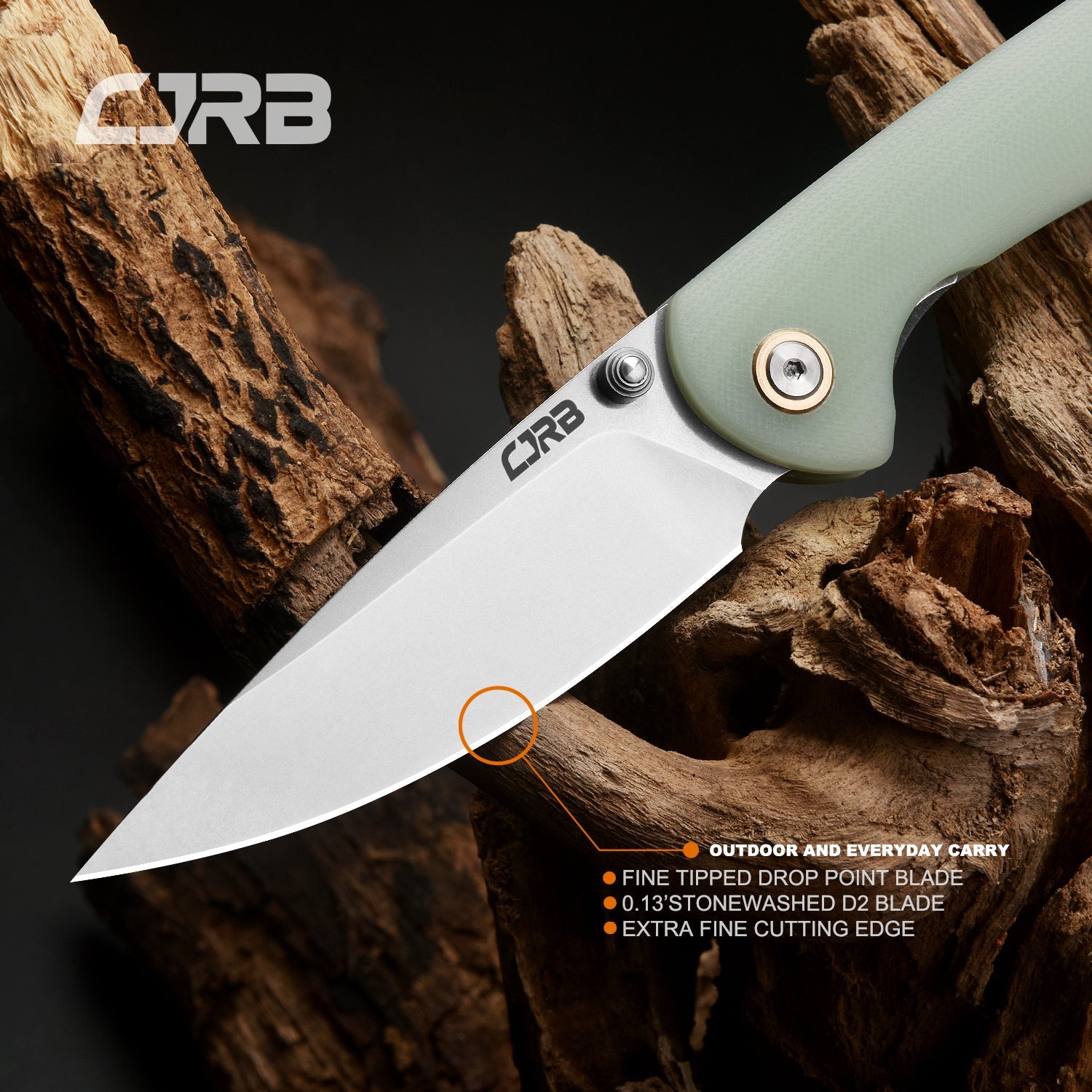 CJRB Feldspar J1912 D2/AR-RPM9 Blade G10(Contoured & Cnc Pattern Texture) Handle Folding Knives