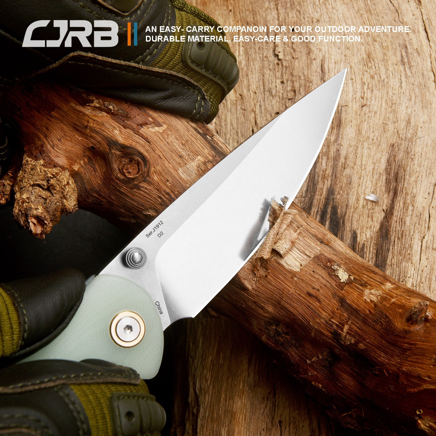 CJRB Feldspar J1912 D2/AR-RPM9 Blade G10(Contoured & Cnc Pattern Texture) Handle Folding Knives