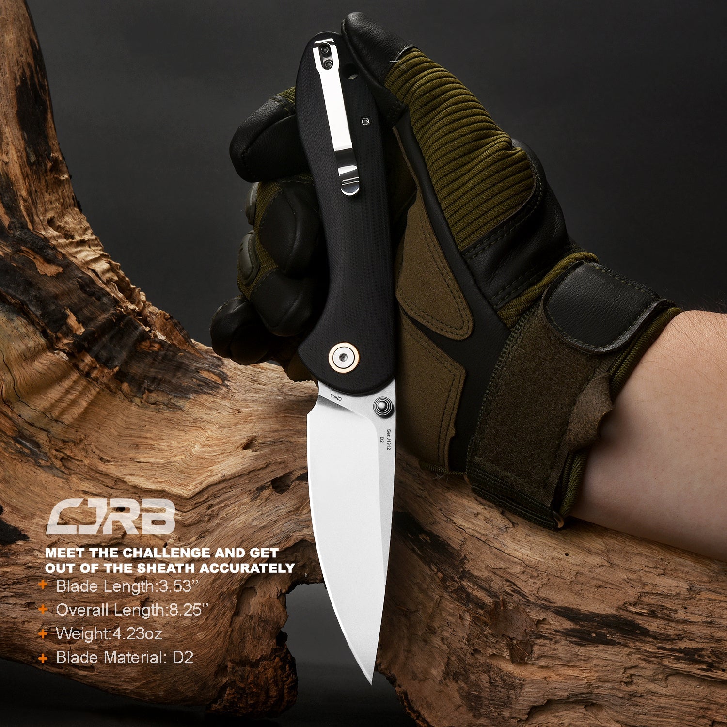 CJRB Feldspar J1912 AR-RPM9 Blade G10(Contoured & Cnc Pattern Texture) Handle Folding Knives