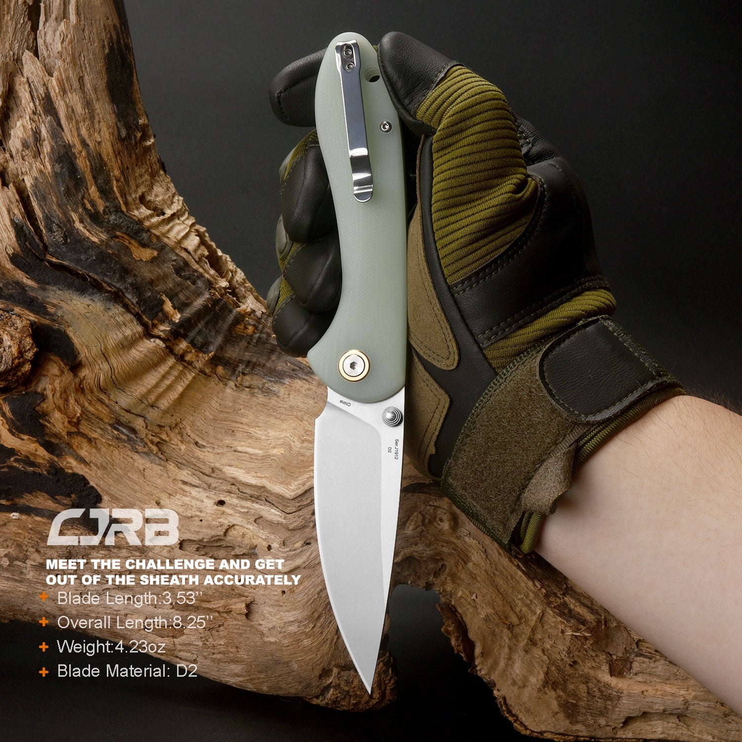CJRB Feldspar J1912S D2 Blade G10(Contoured & Cnc Pattern Texture) Handle Folding Knives