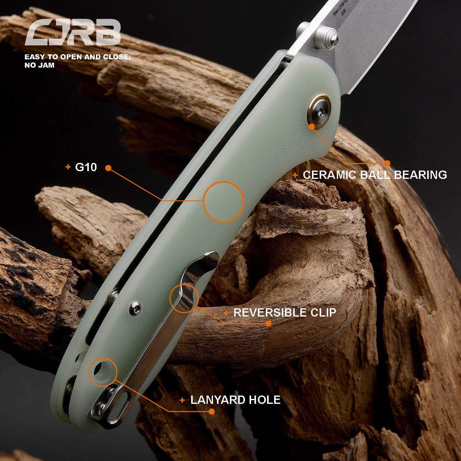 CJRB Feldspar J1912S D2 Blade G10(Contoured & Cnc Pattern Texture) Handle Folding Knives