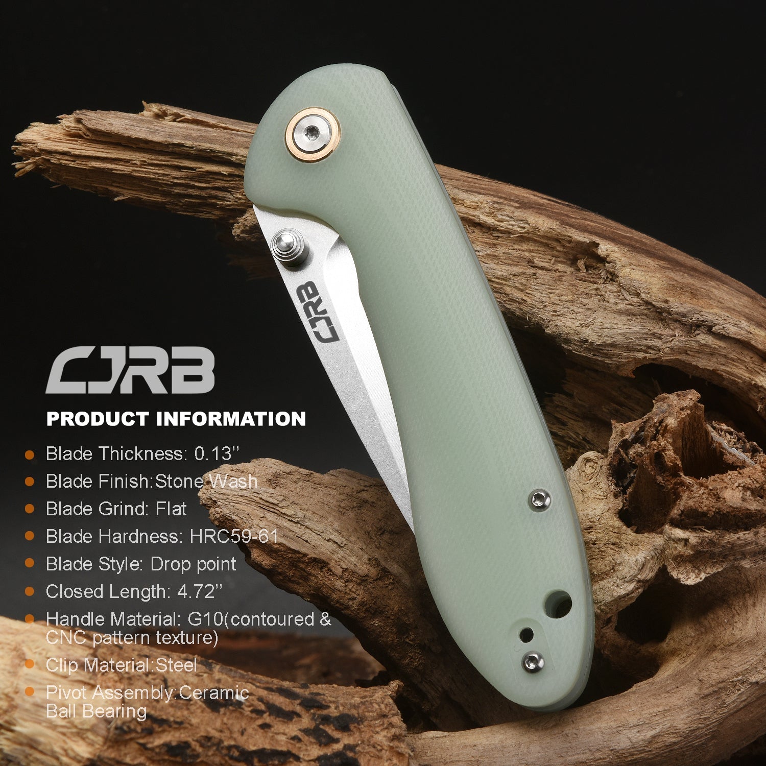 CJRB Feldspar J1912 AR-RPM9 Blade G10(Contoured & Cnc Pattern Texture) Handle Folding Knives