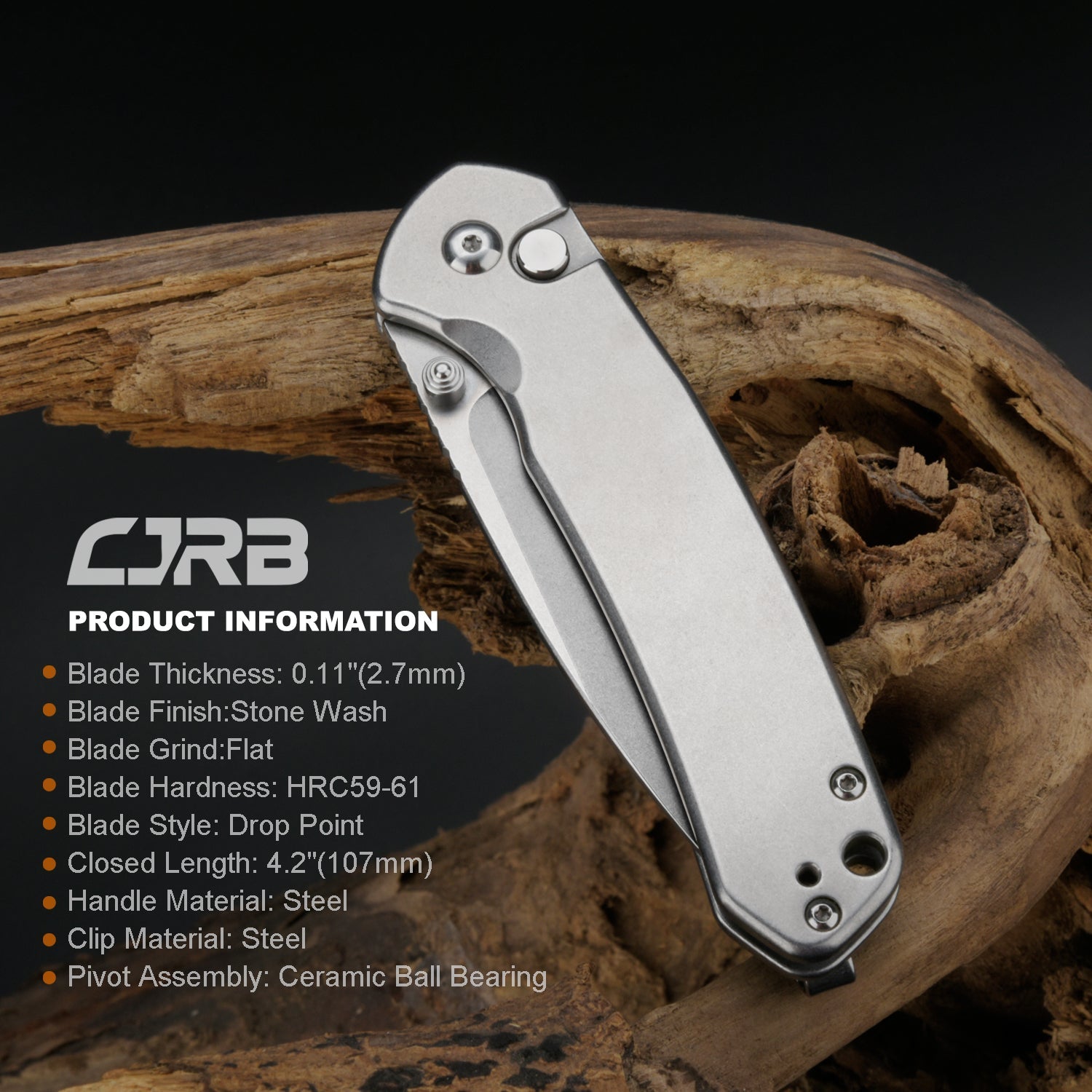 CJRB Pyrite J1925 AR-RPM9 Steel Blade Steel Handle Folding Knives