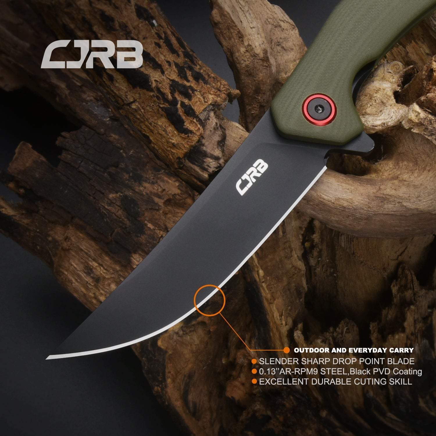 CJRB Gobi J1906 AR-RPM9 Steel Black Pvd Blade G10 Handle Folding Knives