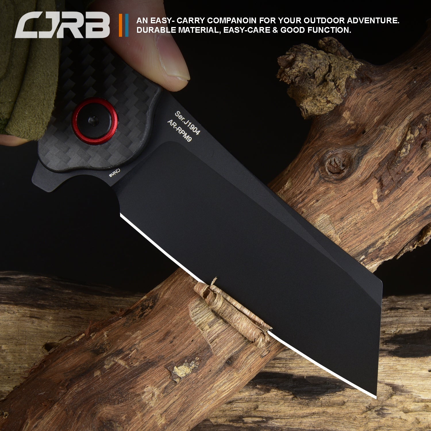 CJRB Crag J1904 AR-RPM9 Steel Black Pvd Blade Carbon Fiber Handle Folding Knives