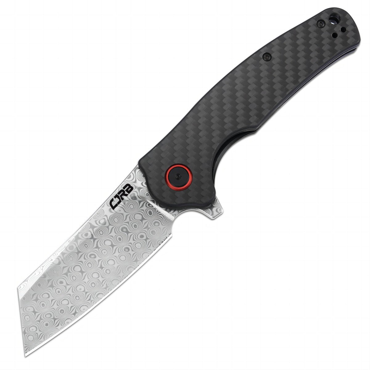 CJRB Crag J1904 Rose Damascus Blade Carbon Fiber Handle Folding Knives