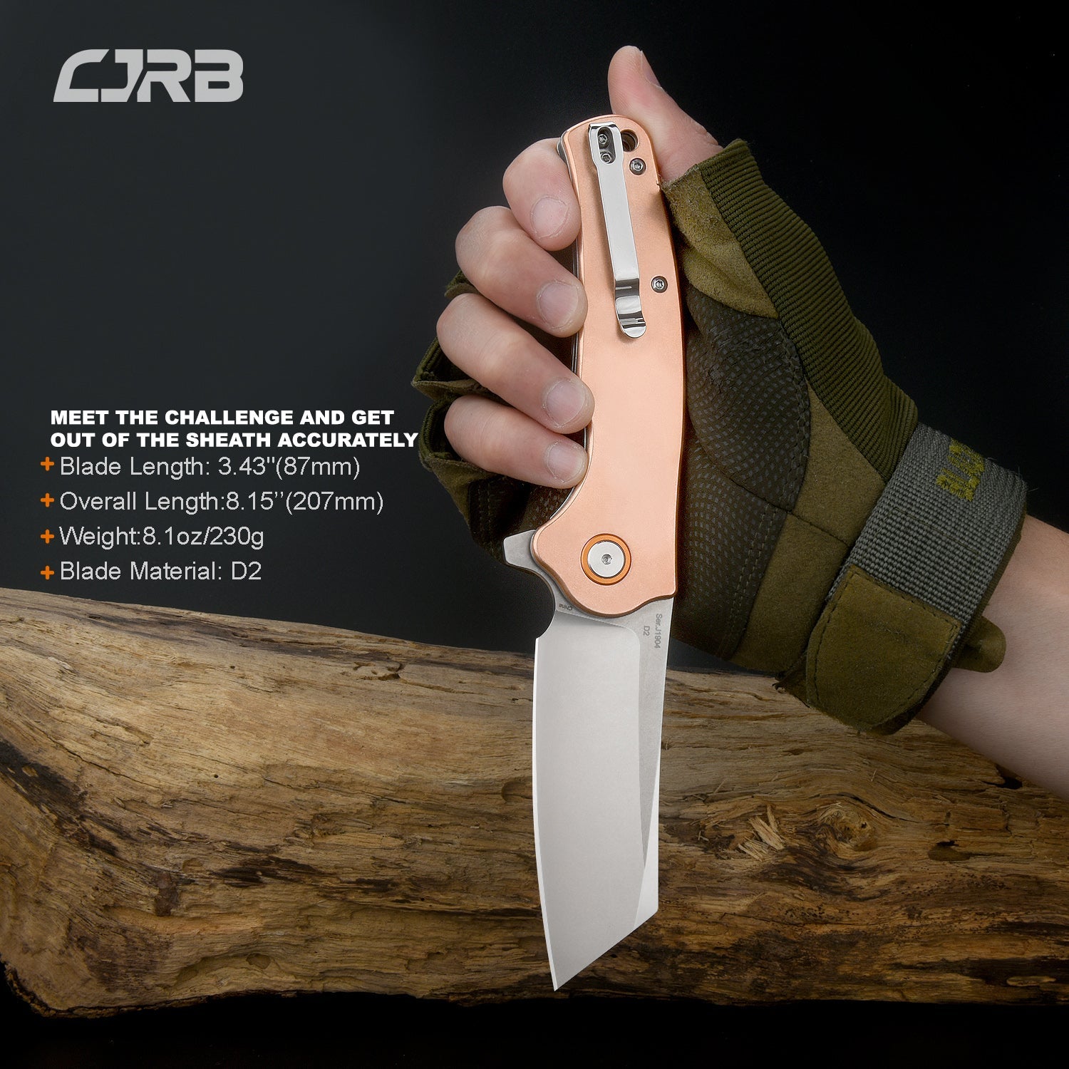 CJRB Crag J1904 D2/AR-RPM9 Blade Copper Handle Folding Knives