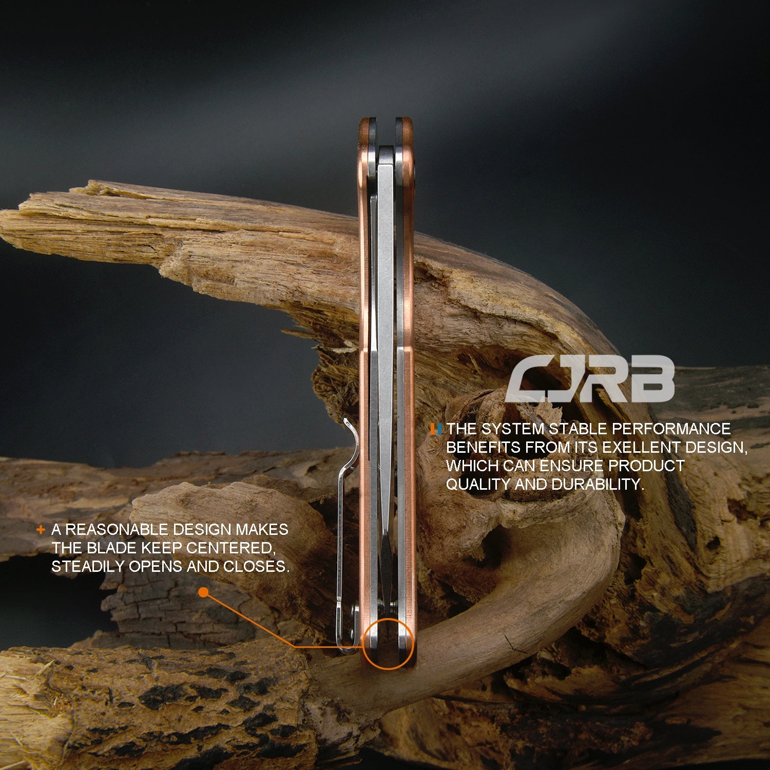 CJRB Crag J1904 D2/AR-RPM9 Blade Copper Handle Folding Knives