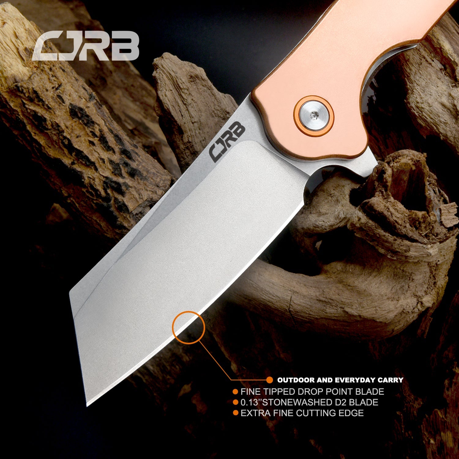 CJRB Crag J1904 D2/AR-RPM9 Blade Copper Handle Folding Knives