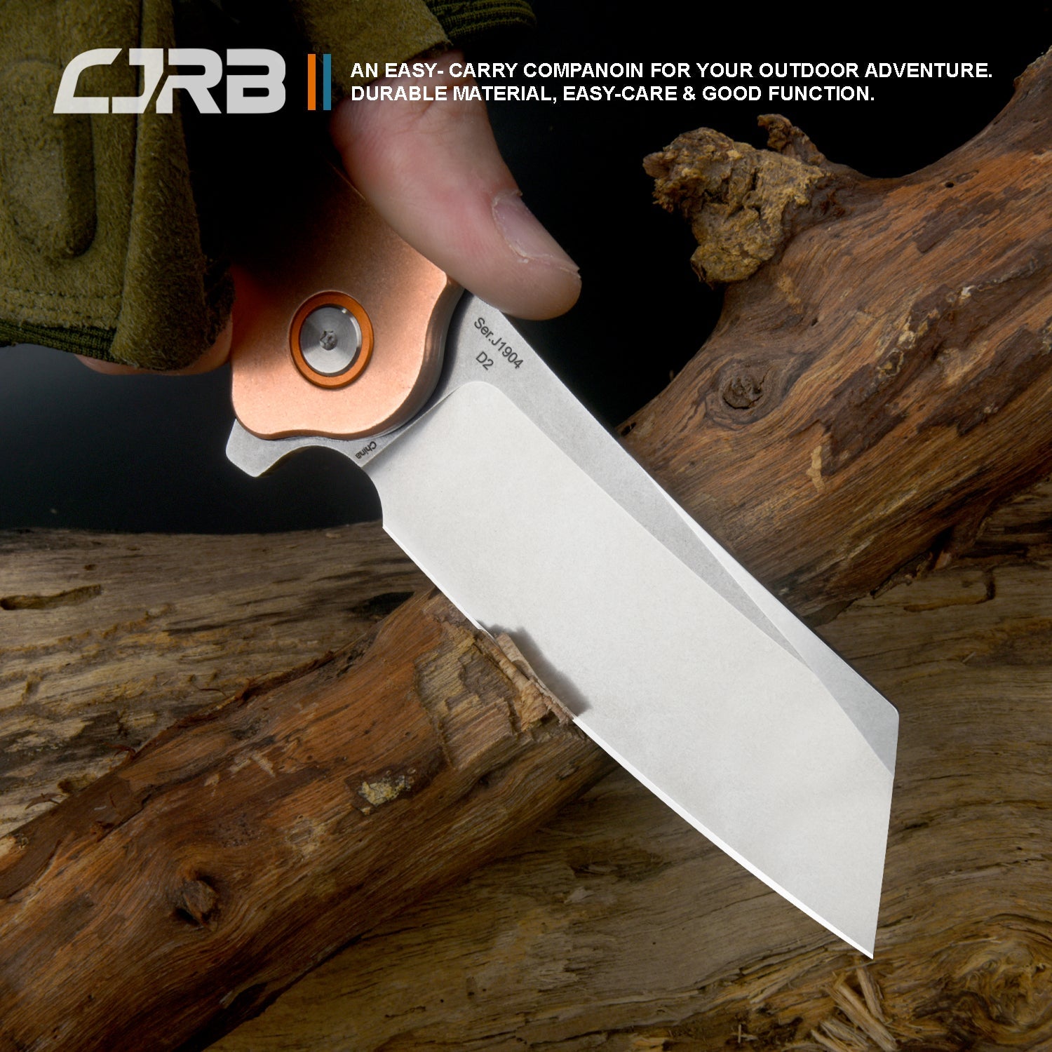 CJRB Crag J1904 D2/AR-RPM9 Blade Copper Handle Folding Knives